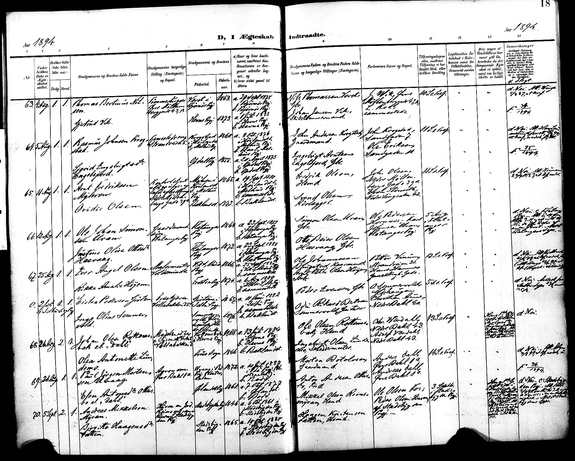 Ministerialprotokoller, klokkerbøker og fødselsregistre - Sør-Trøndelag, SAT/A-1456/604/L0198: Ministerialbok nr. 604A19, 1893-1900, s. 18