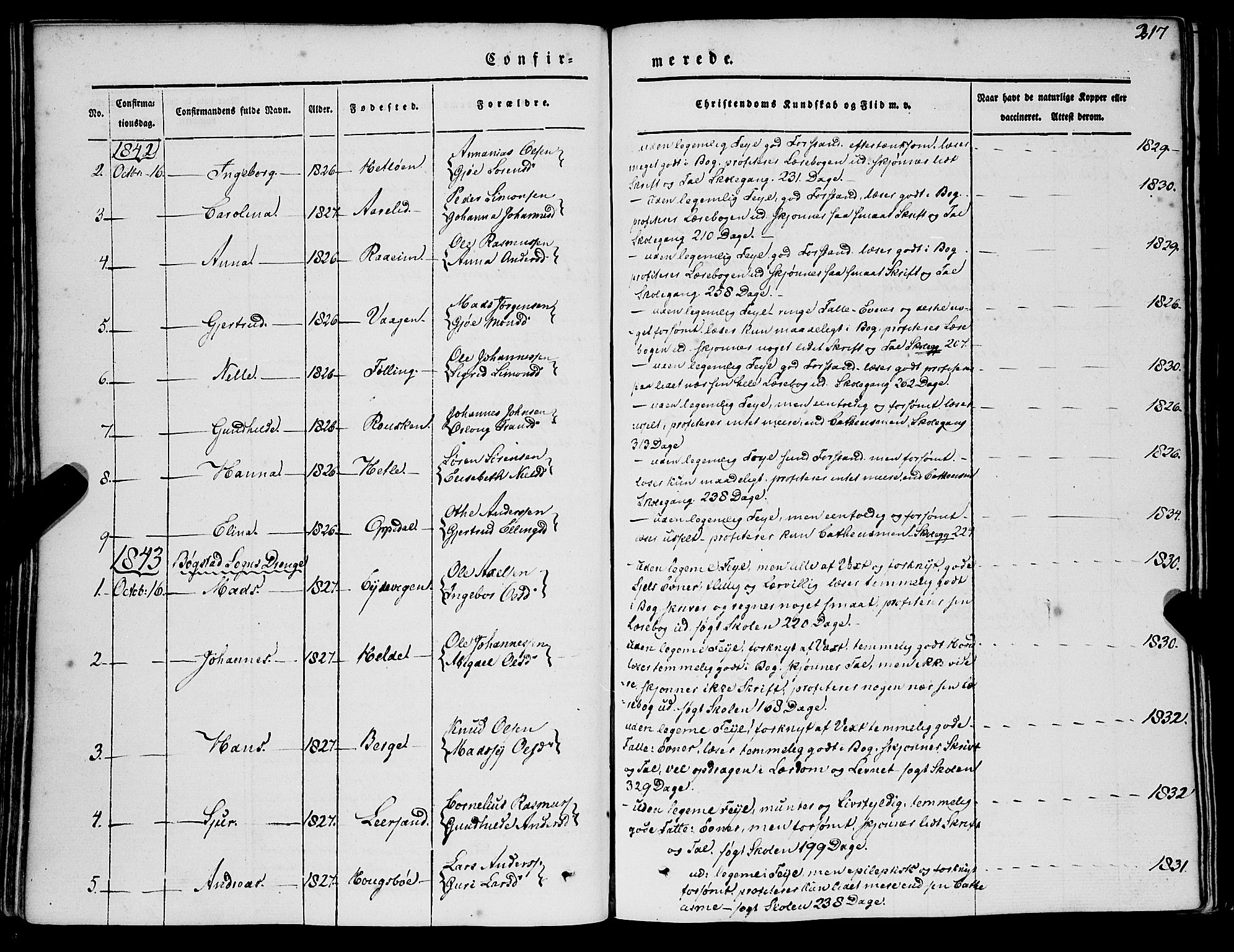 Gaular sokneprestembete, AV/SAB-A-80001/H/Haa: Ministerialbok nr. A 4I, 1840-1859, s. 217