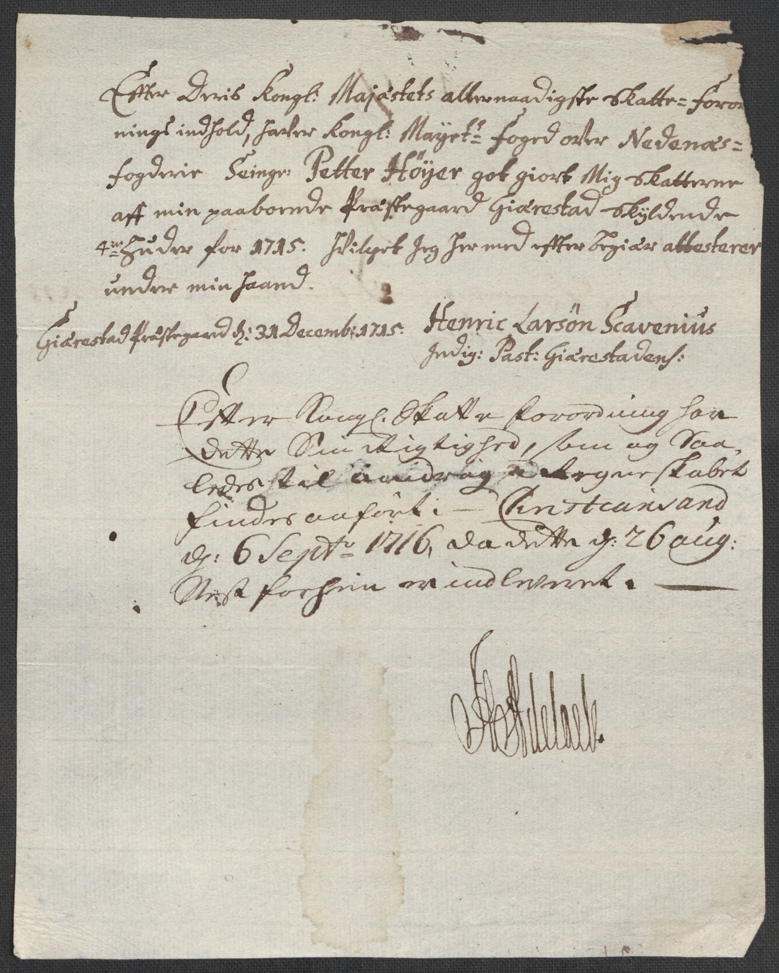 Rentekammeret inntil 1814, Reviderte regnskaper, Fogderegnskap, AV/RA-EA-4092/R39/L2323: Fogderegnskap Nedenes, 1715, s. 273