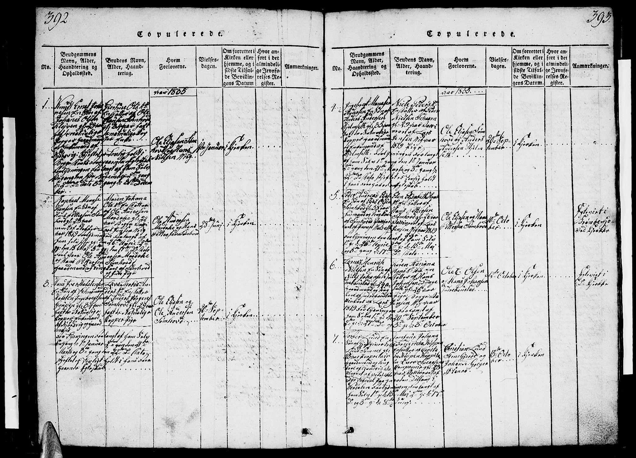 Ministerialprotokoller, klokkerbøker og fødselsregistre - Nordland, AV/SAT-A-1459/812/L0186: Klokkerbok nr. 812C04, 1820-1849, s. 392-393