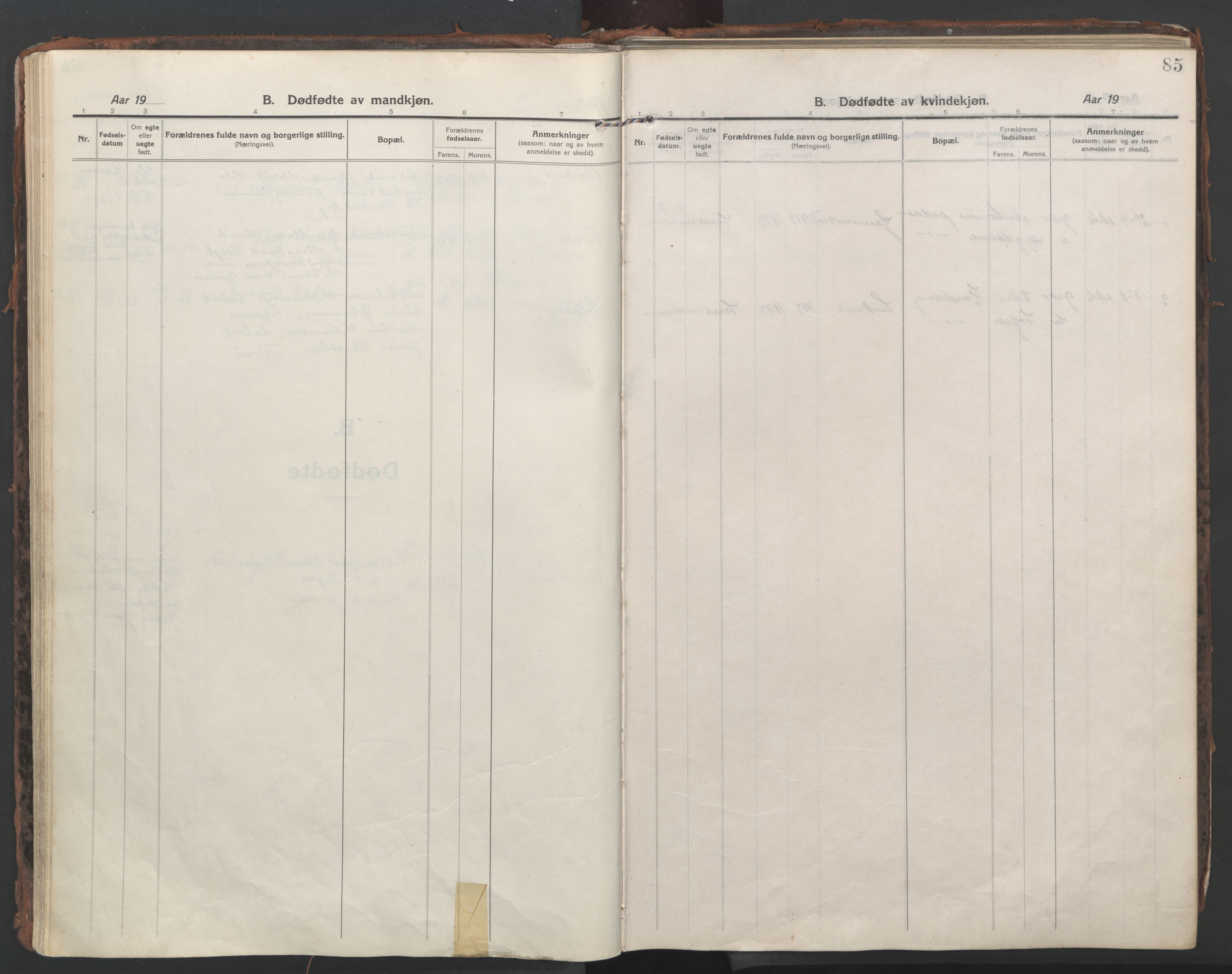 Ministerialprotokoller, klokkerbøker og fødselsregistre - Nordland, SAT/A-1459/861/L0872: Ministerialbok nr. 861A07, 1915-1924, s. 85