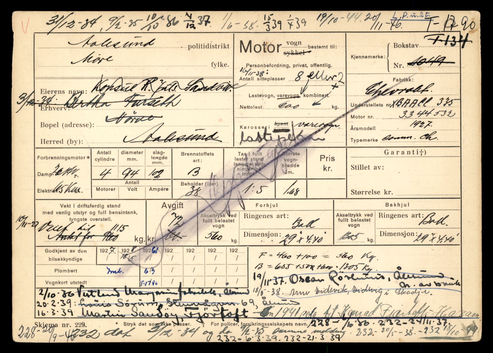 Møre og Romsdal vegkontor - Ålesund trafikkstasjon, AV/SAT-A-4099/F/Fe/L0015: Registreringskort for kjøretøy T 1700 - T 1850, 1927-1998, s. 1829