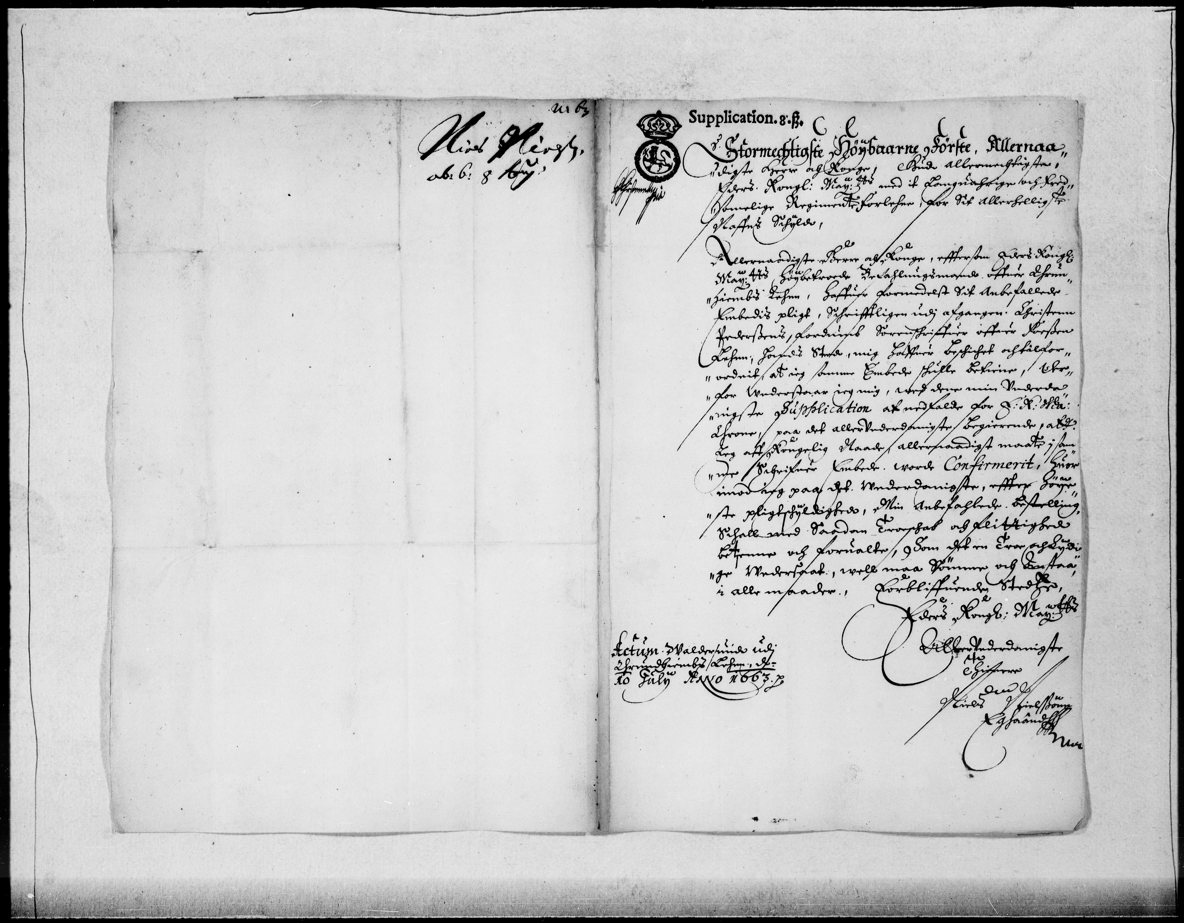 Danske Kanselli 1572-1799, AV/RA-EA-3023/F/Fc/Fcc/Fcca/L0023: Norske innlegg 1572-1799, 1662-1664, s. 73