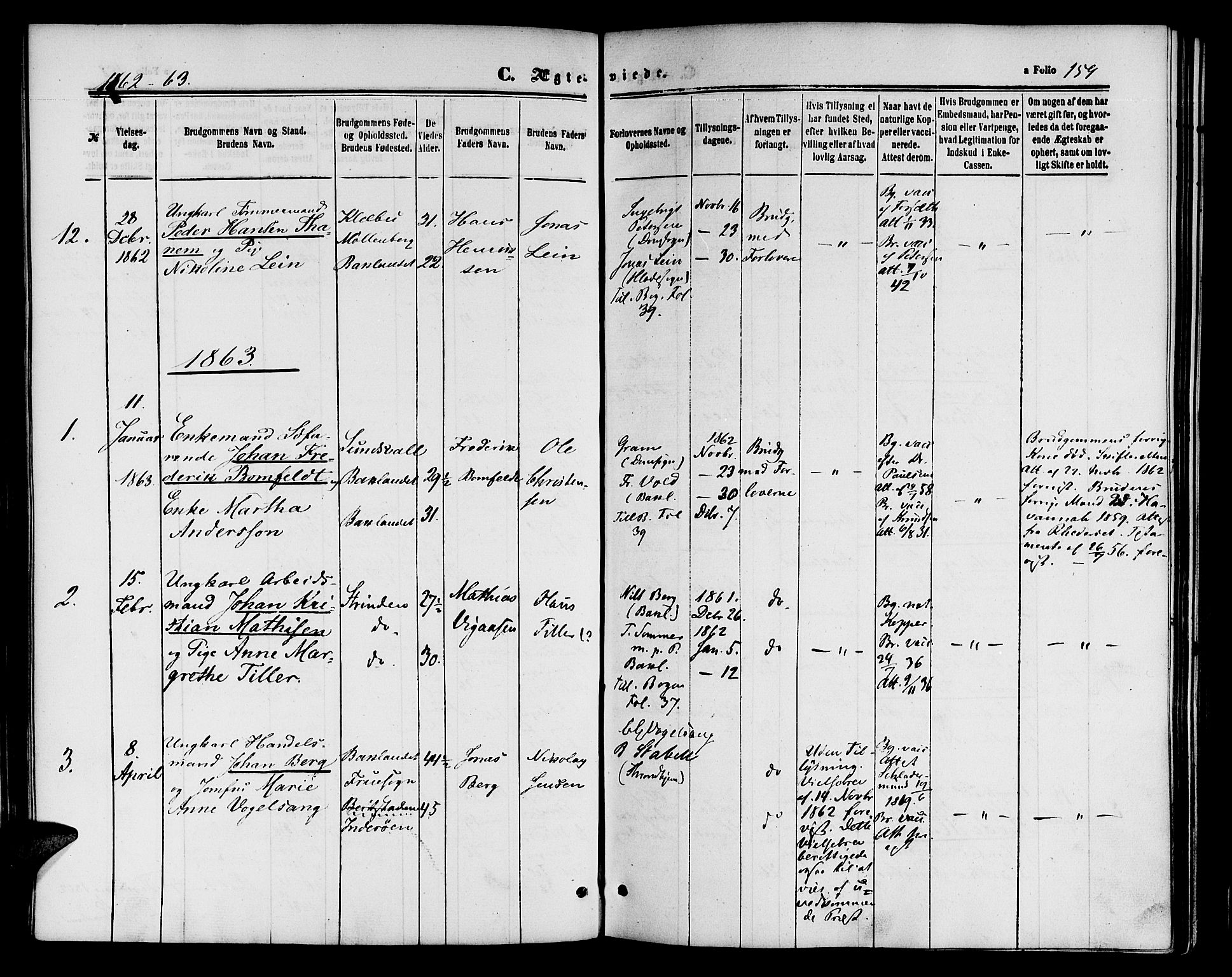 Ministerialprotokoller, klokkerbøker og fødselsregistre - Sør-Trøndelag, SAT/A-1456/604/L0185: Ministerialbok nr. 604A06, 1861-1865, s. 159