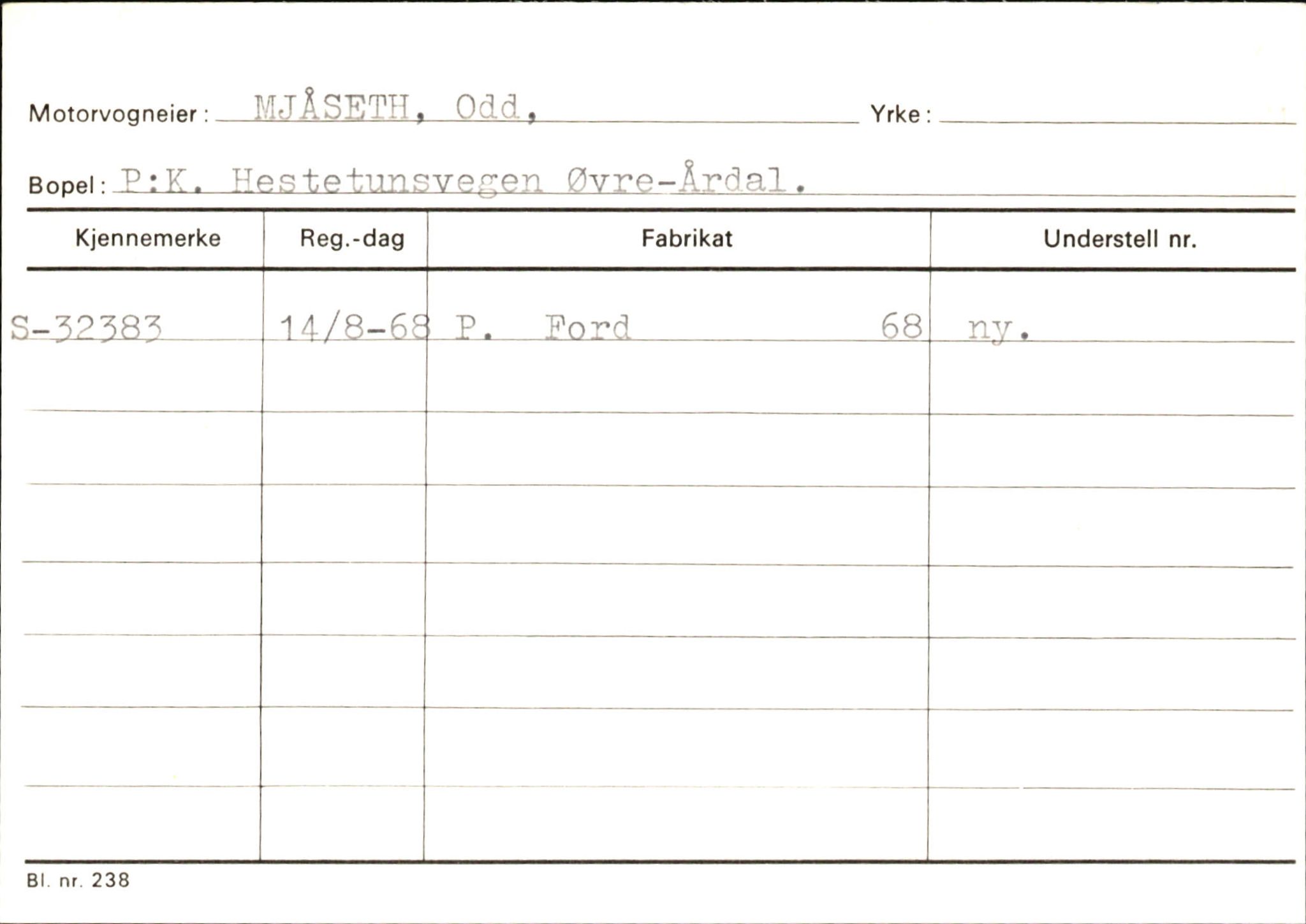 Statens vegvesen, Sogn og Fjordane vegkontor, AV/SAB-A-5301/4/F/L0145: Registerkort Vågsøy S-Å. Årdal I-P, 1945-1975, s. 1738