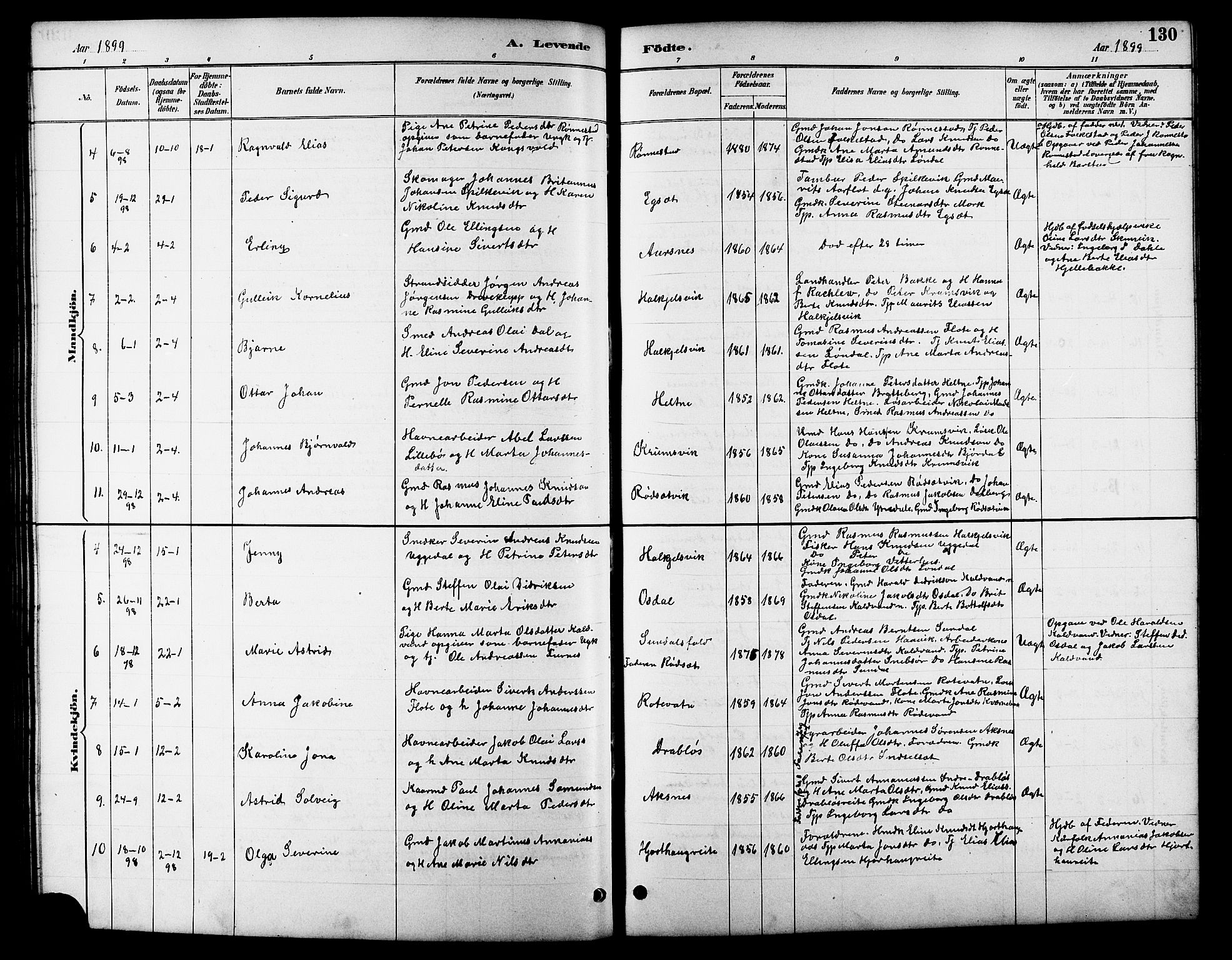 Ministerialprotokoller, klokkerbøker og fødselsregistre - Møre og Romsdal, SAT/A-1454/511/L0158: Klokkerbok nr. 511C04, 1884-1903, s. 130