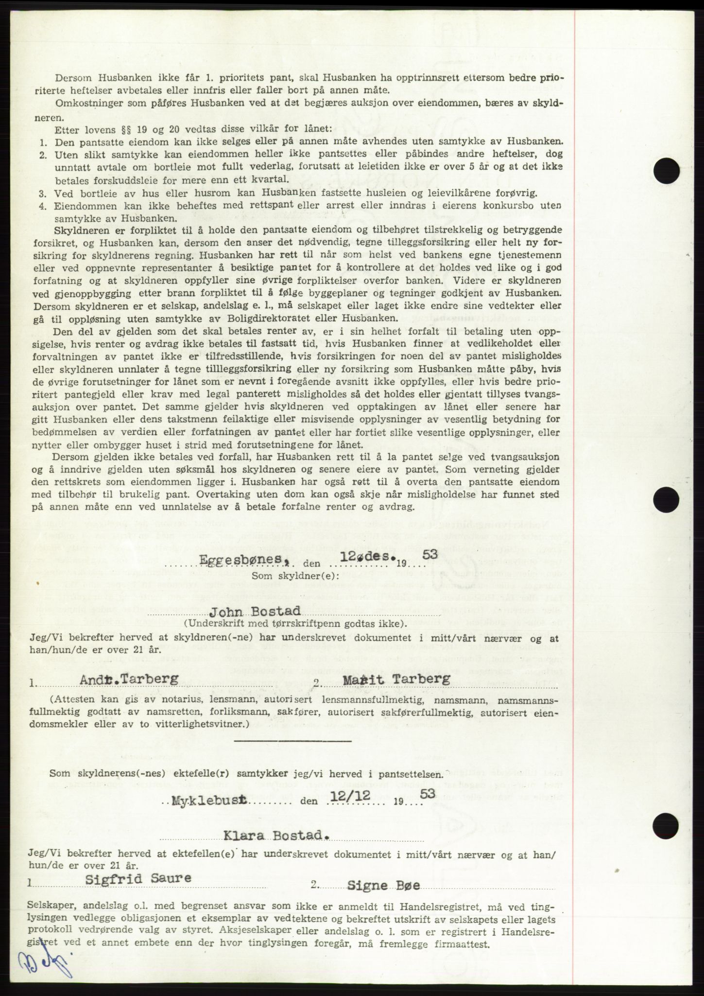Søre Sunnmøre sorenskriveri, AV/SAT-A-4122/1/2/2C/L0124: Pantebok nr. 12B, 1953-1954, Dagboknr: 9/1954