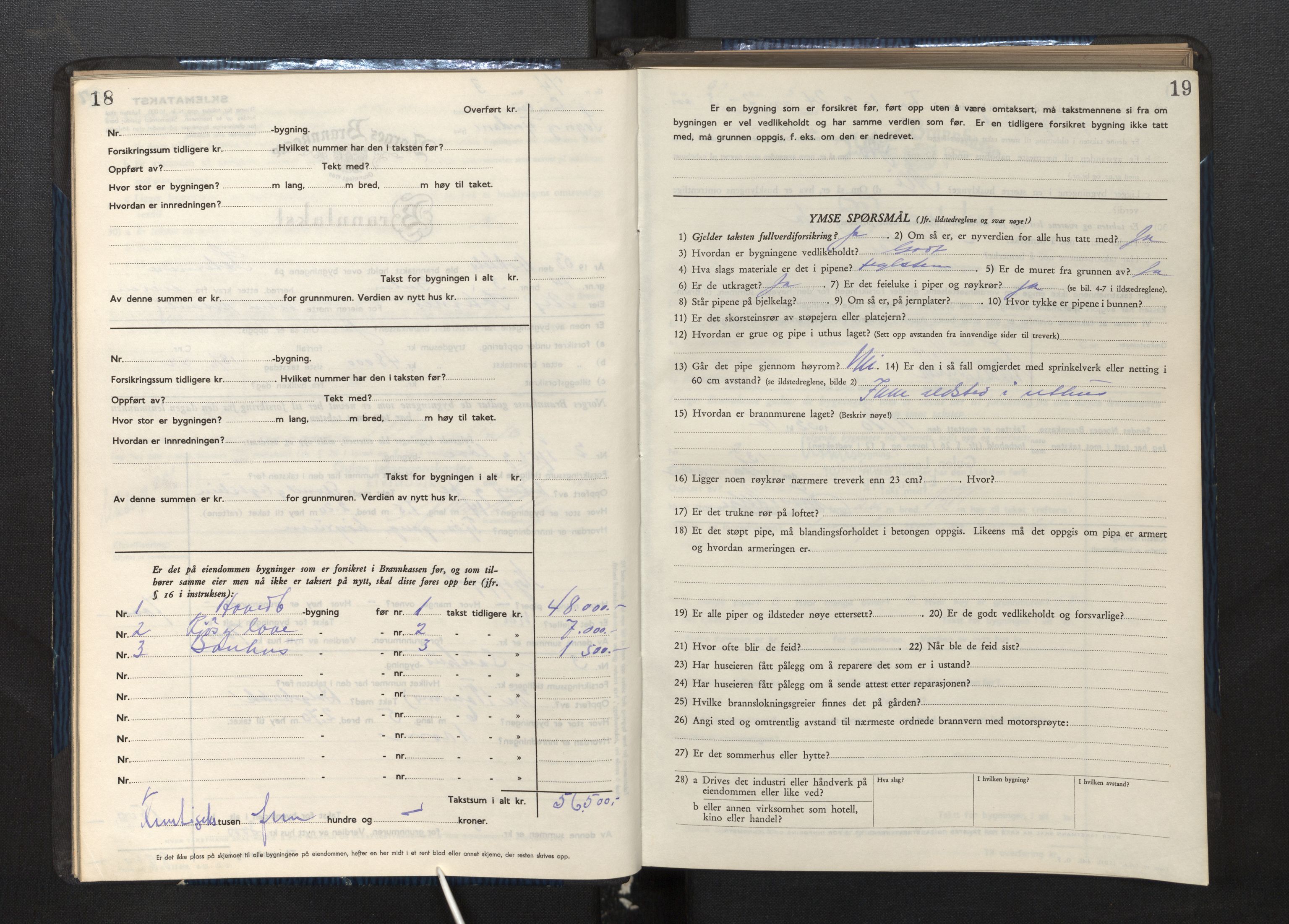 Lensmannen i Gulen, SAB/A-27901/0012/L0004: Branntakstprotokoll skjematakst, 1948-1954, s. 18-19