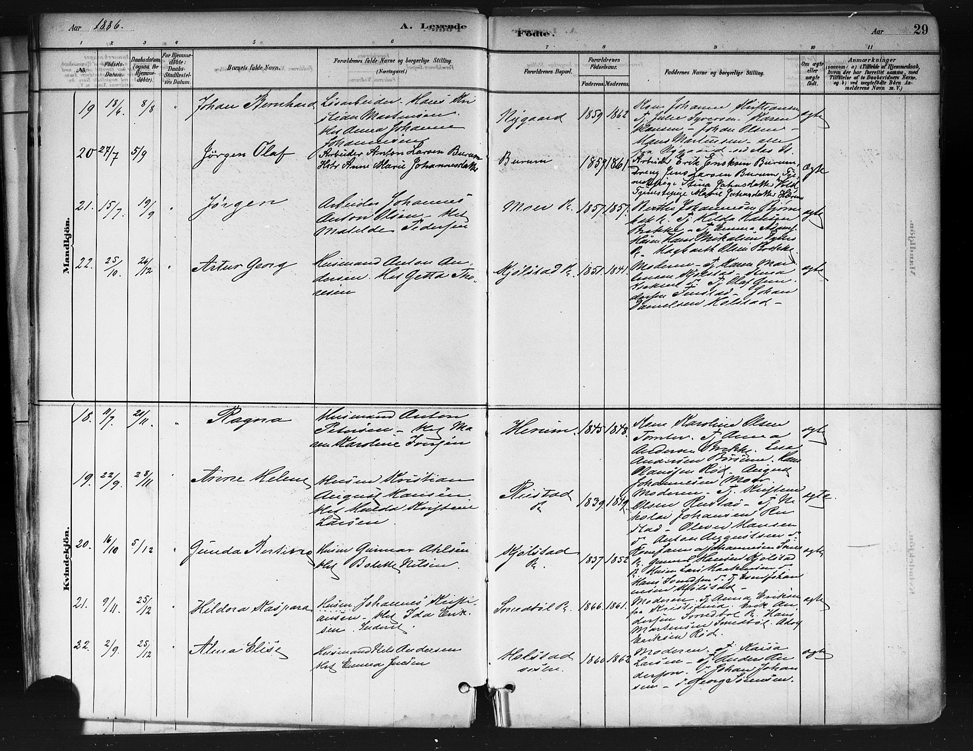 Ås prestekontor Kirkebøker, AV/SAO-A-10894/F/Fa/L0009: Ministerialbok nr. I 9, 1881-1900, s. 29