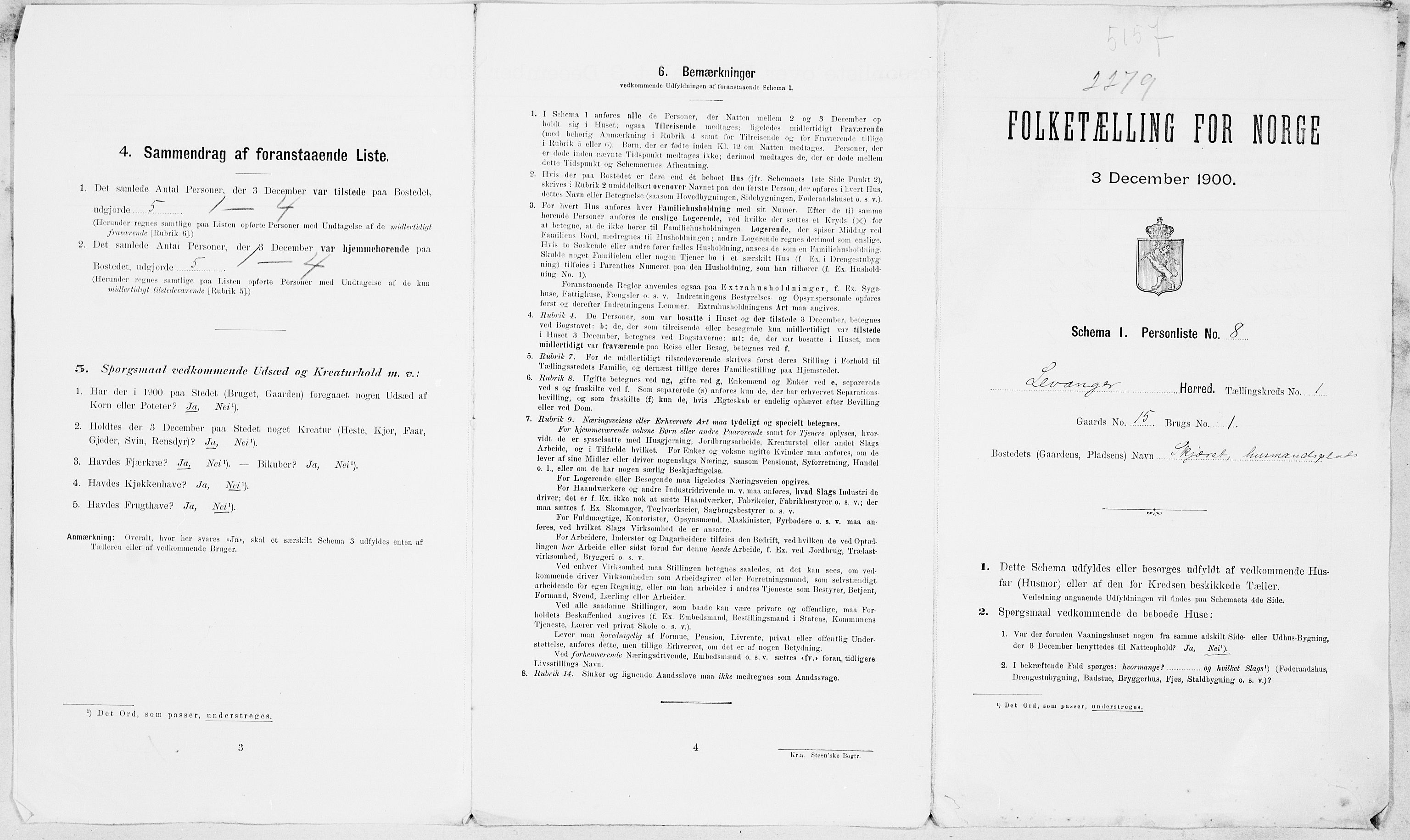 SAT, Folketelling 1900 for 1720 Levanger herred, 1900, s. 14