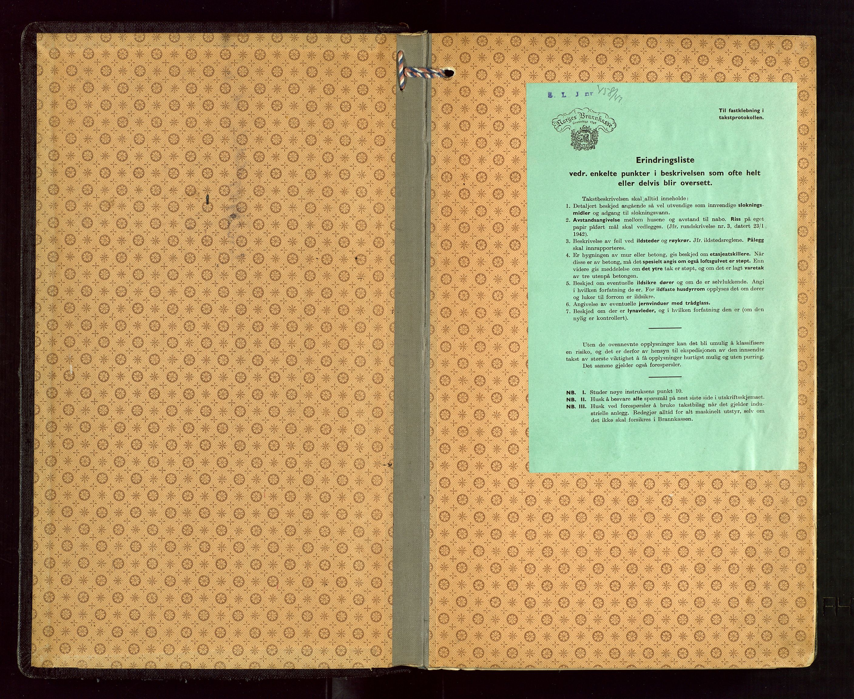 Sandnes lensmannskontor, SAST/A-100167/Goa/L0001: "Brandtakstprotokol", 1913-1919
