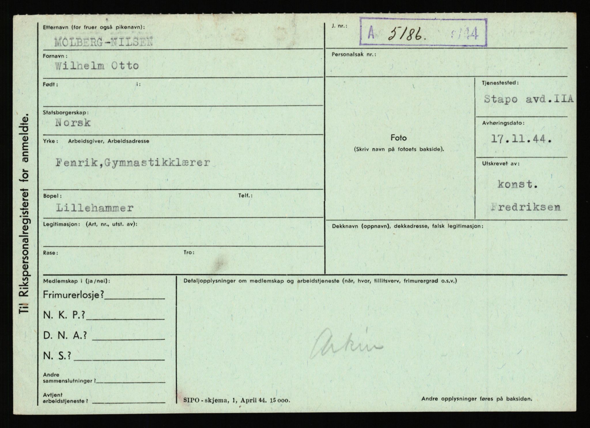 Statspolitiet - Hovedkontoret / Osloavdelingen, AV/RA-S-1329/C/Ca/L0011: Molberg - Nøstvold, 1943-1945, s. 2