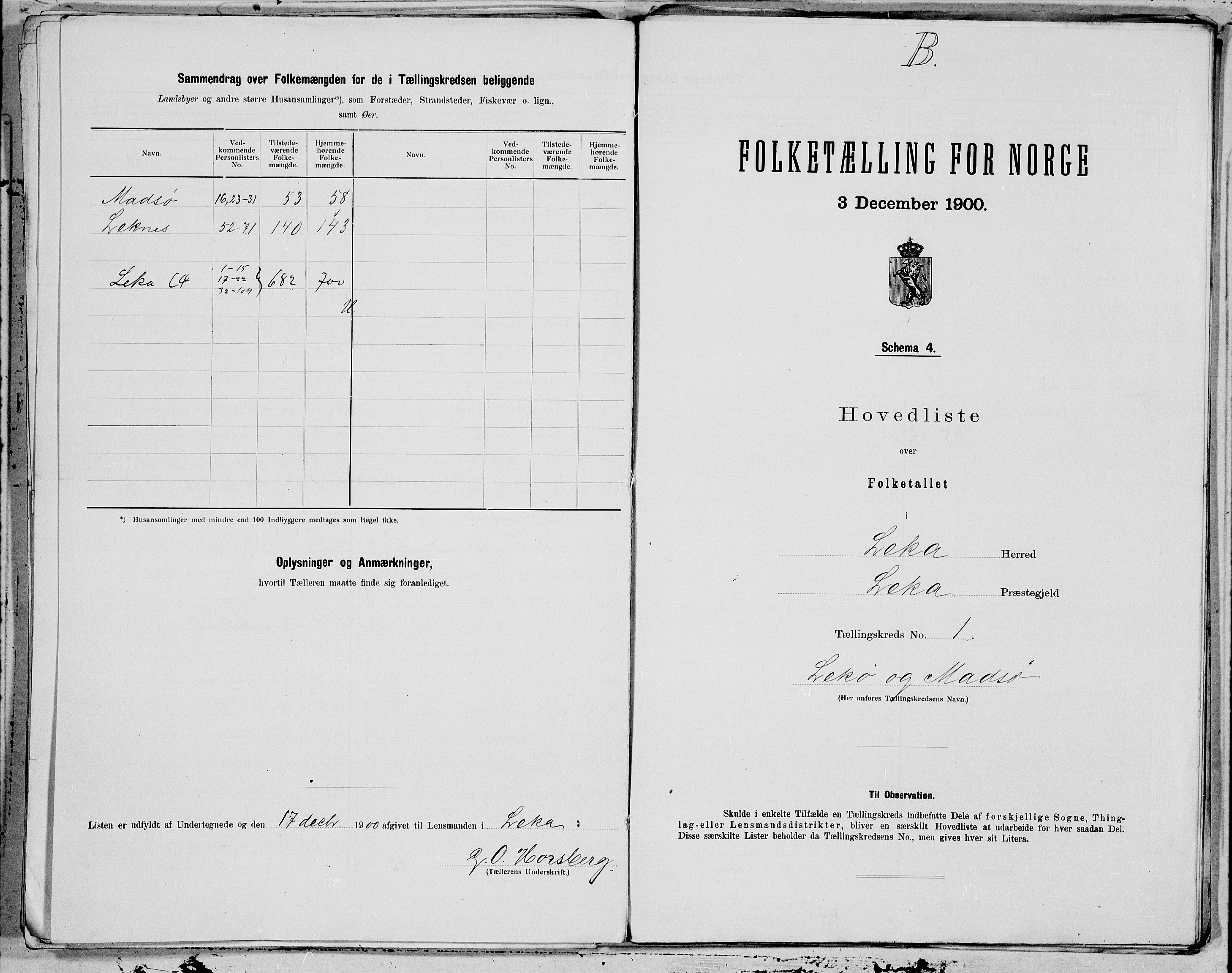 SAT, Folketelling 1900 for 1755 Leka herred, 1900, s. 4