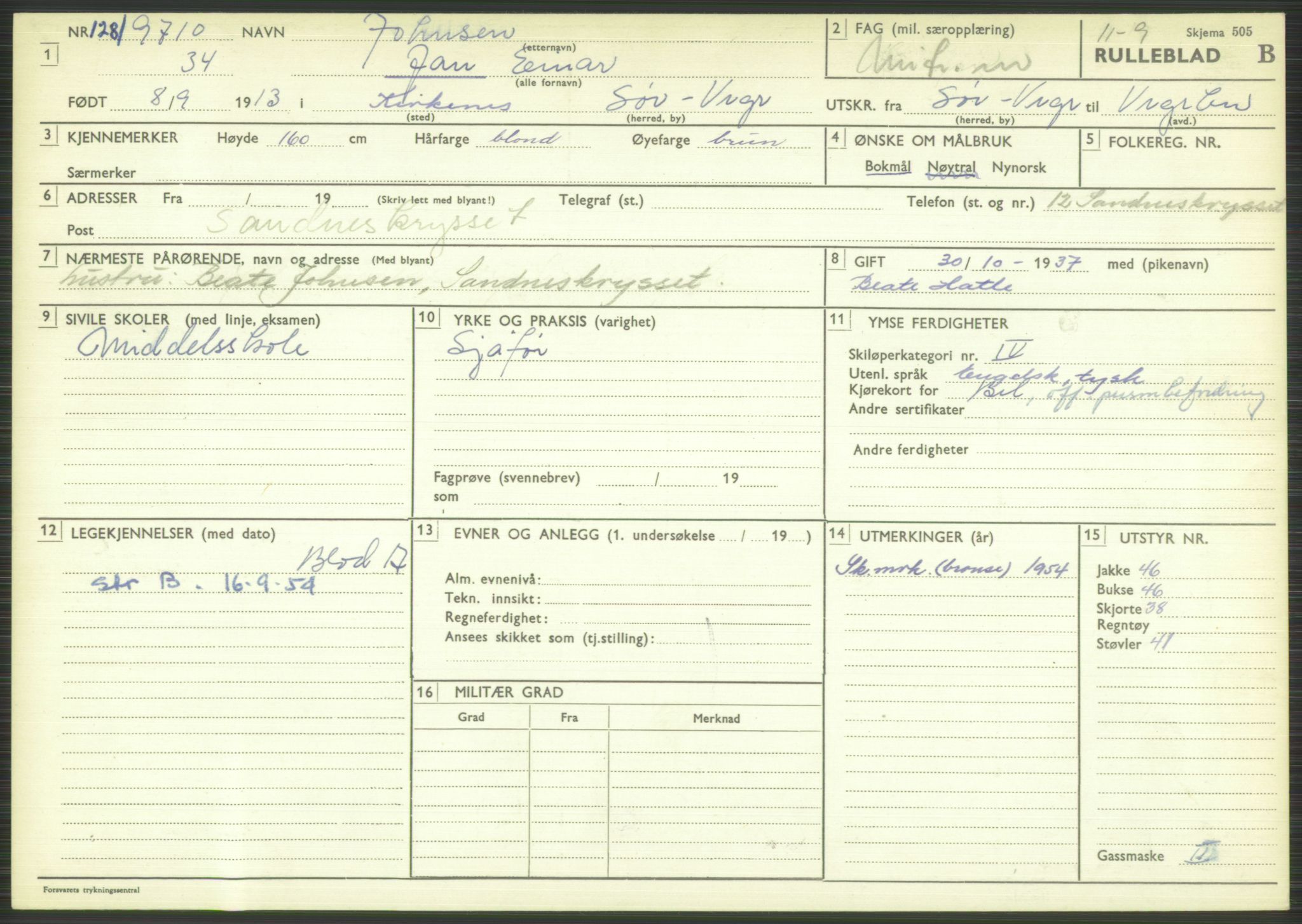 Forsvaret, Varanger bataljon, AV/RA-RAFA-2258/1/D/L0444: Rulleblad for menige født 1913-1914, 1913-1914, s. 124