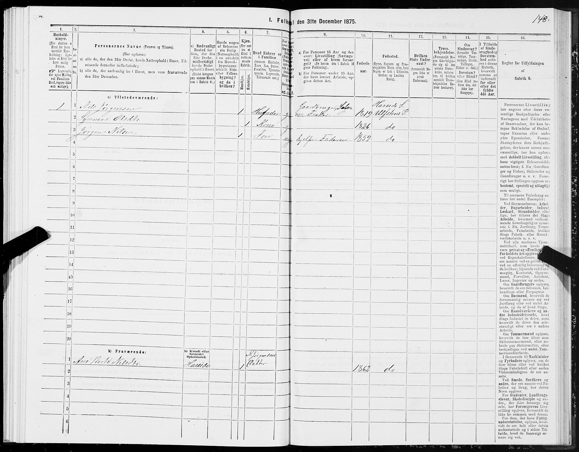 SAT, Folketelling 1875 for 1516P Ulstein prestegjeld, 1875, s. 5148