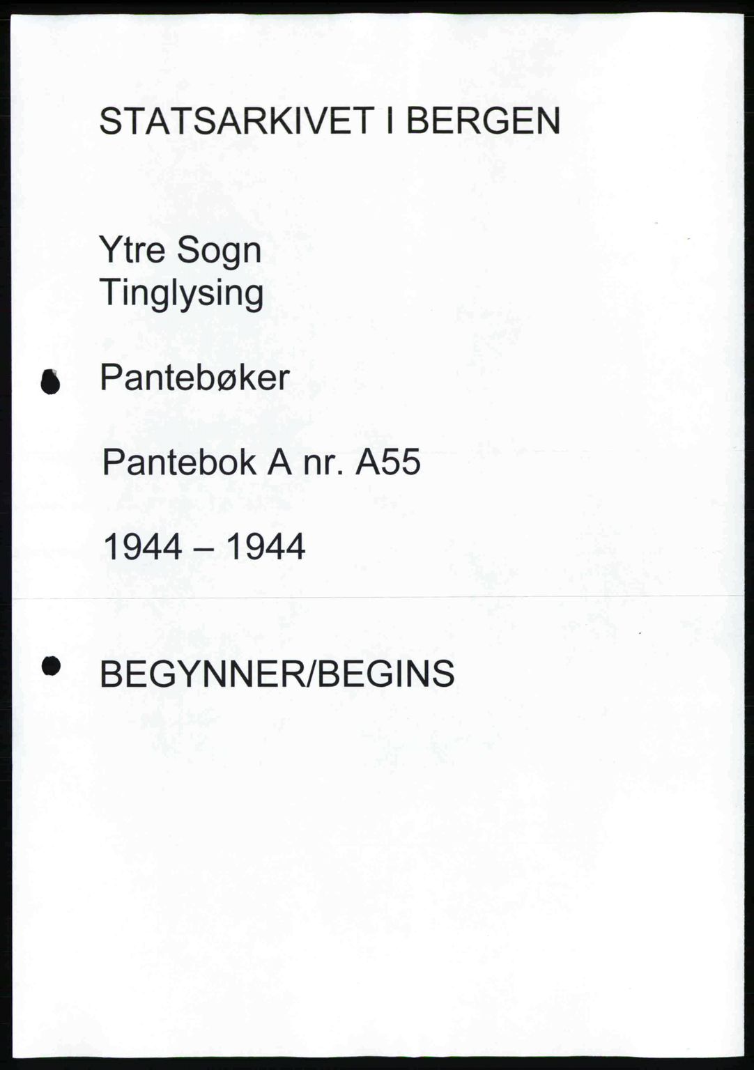Ytre Sogn tingrett, AV/SAB-A-2601/1/G/Gba/L0055: Pantebok nr. 55, 1944-1944