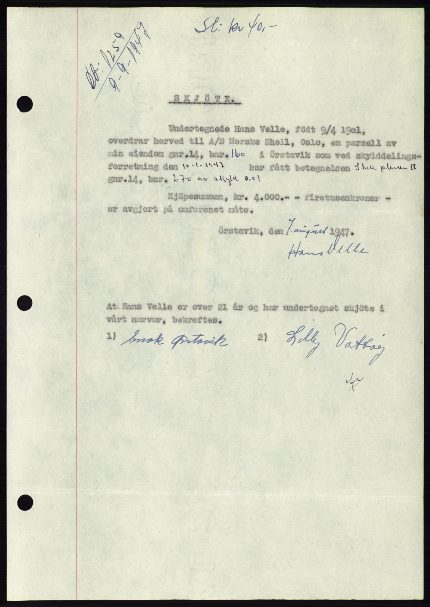 Søre Sunnmøre sorenskriveri, AV/SAT-A-4122/1/2/2C/L0081: Pantebok nr. 7A, 1947-1948, Dagboknr: 1259/1947