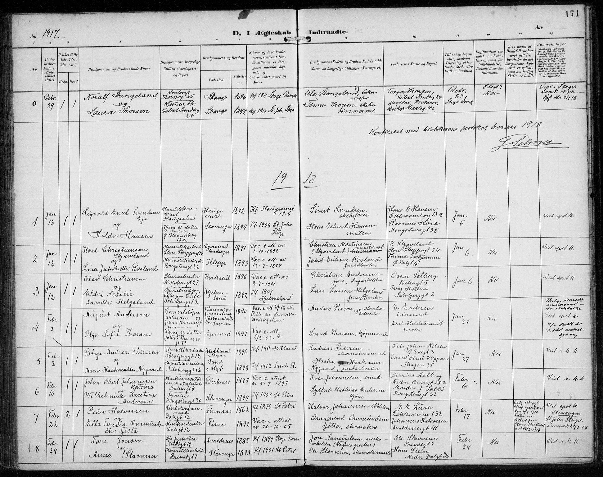 St. Petri sokneprestkontor, AV/SAST-A-101813/002/A/L0003: Ministerialbok nr. A 24, 1900-1921, s. 171