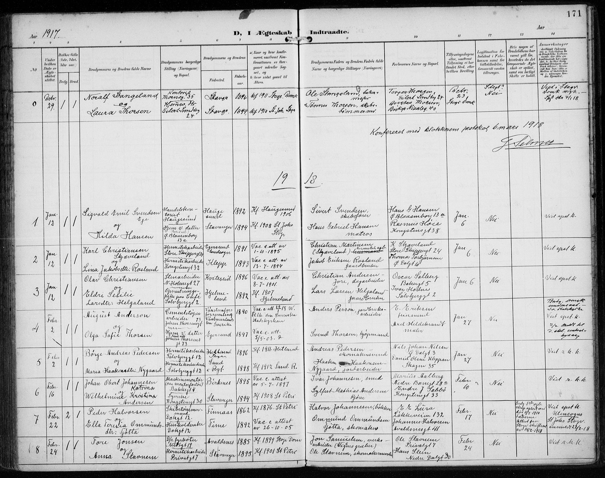 St. Petri sokneprestkontor, SAST/A-101813/002/A/L0003: Ministerialbok nr. A 24, 1900-1921, s. 171