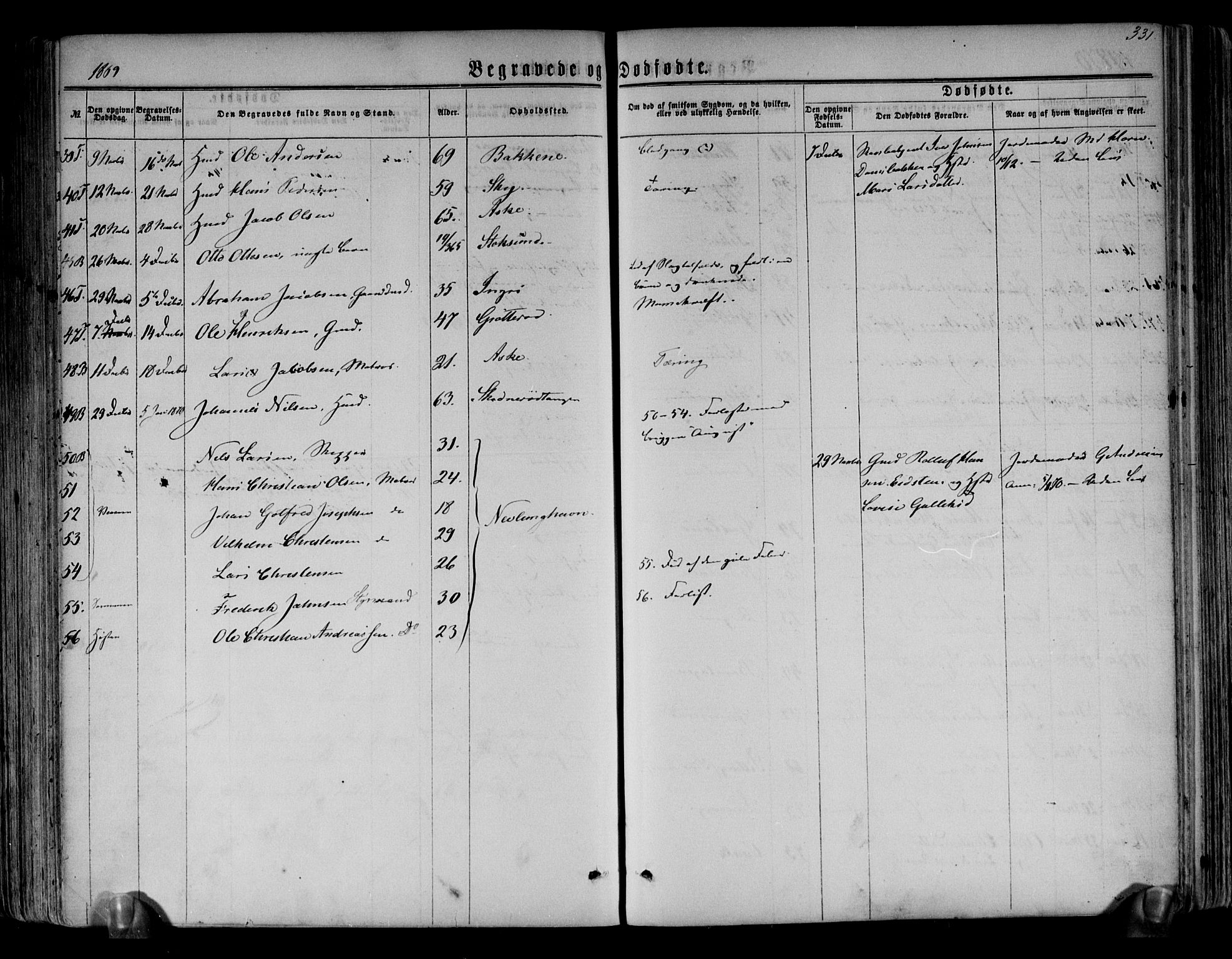 Brunlanes kirkebøker, AV/SAKO-A-342/F/Fa/L0005: Ministerialbok nr. I 5, 1862-1877, s. 331