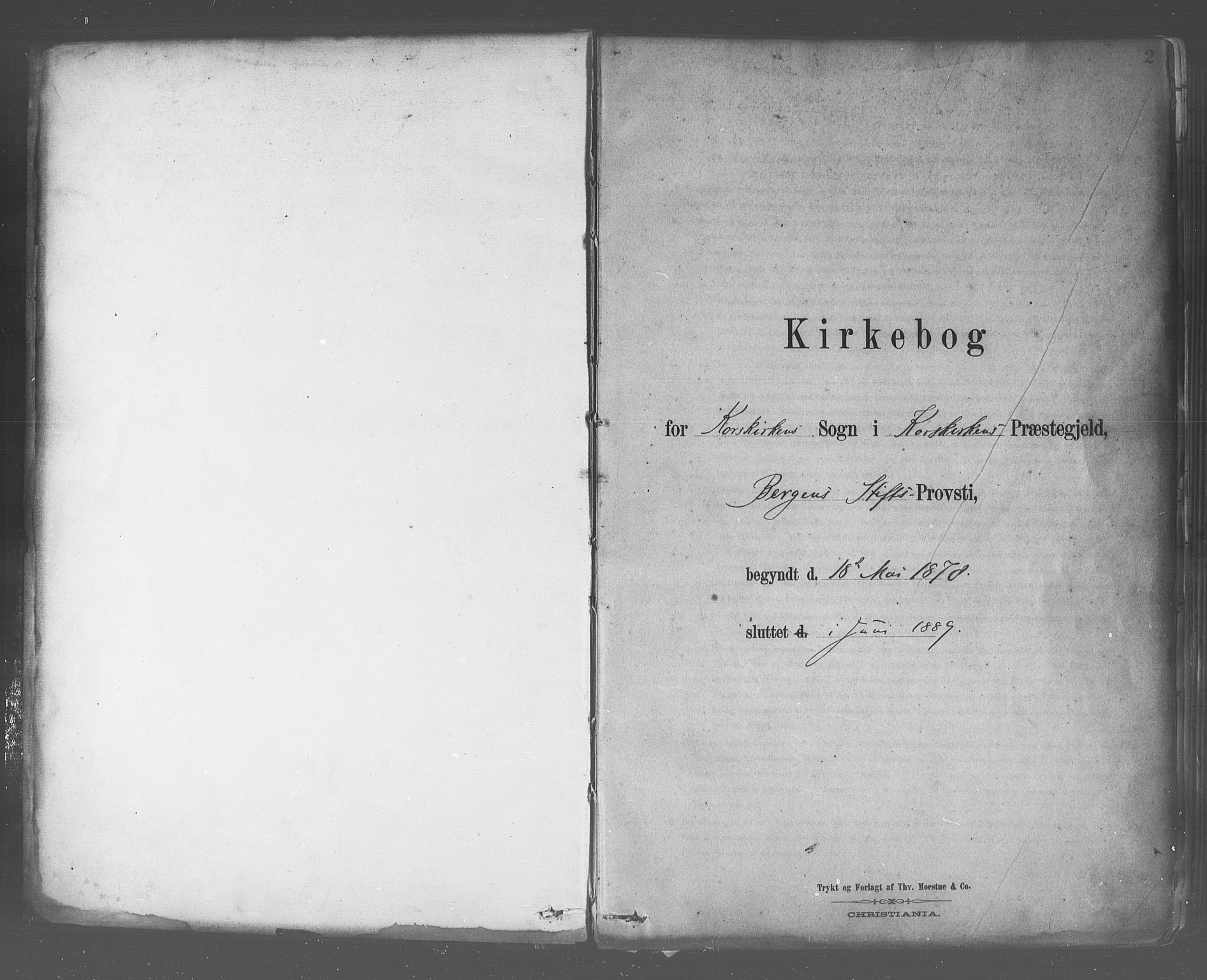 Korskirken sokneprestembete, AV/SAB-A-76101/H/Haa/L0021: Ministerialbok nr. B 7, 1878-1889, s. 2