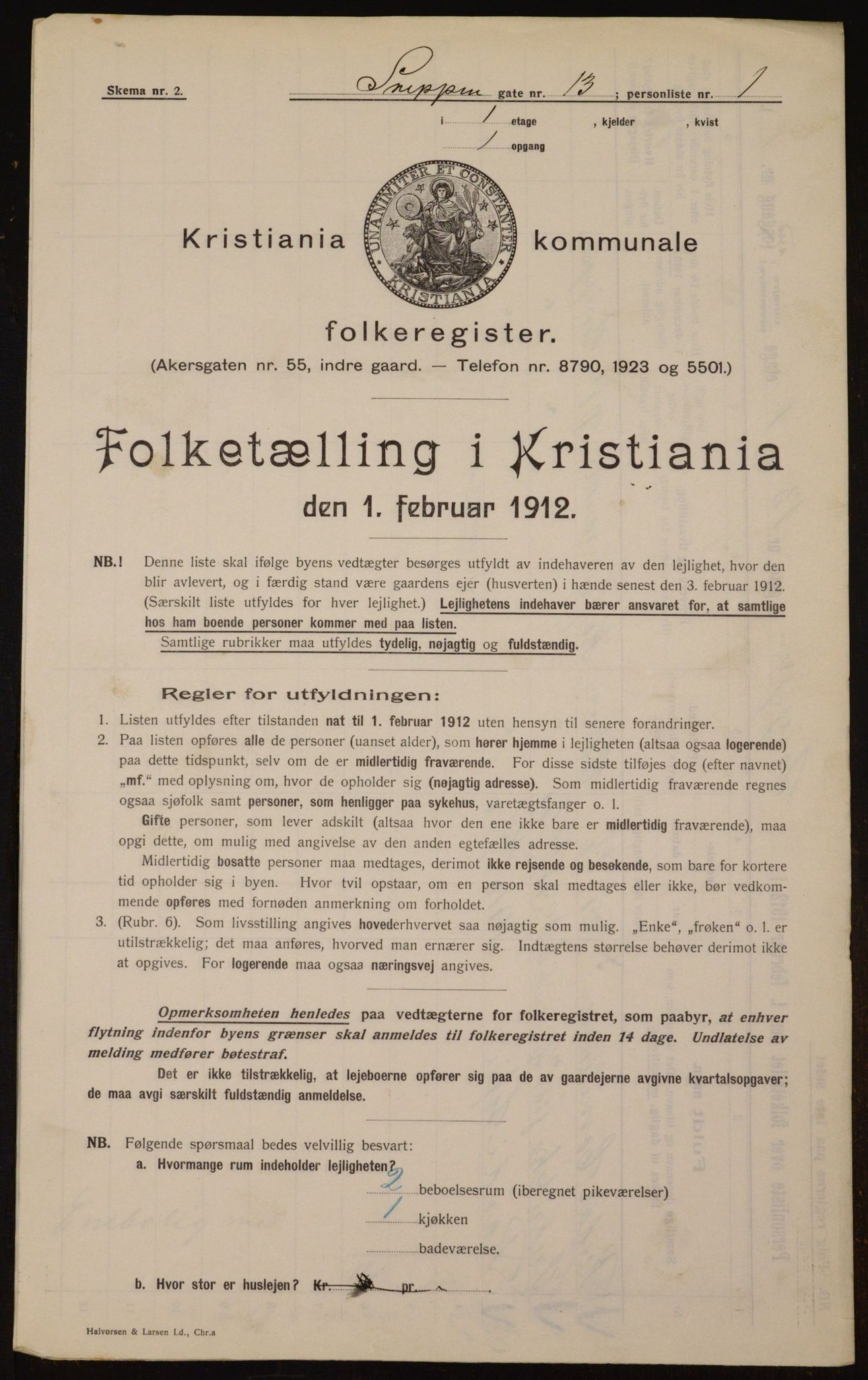 OBA, Kommunal folketelling 1.2.1912 for Kristiania, 1912, s. 98404