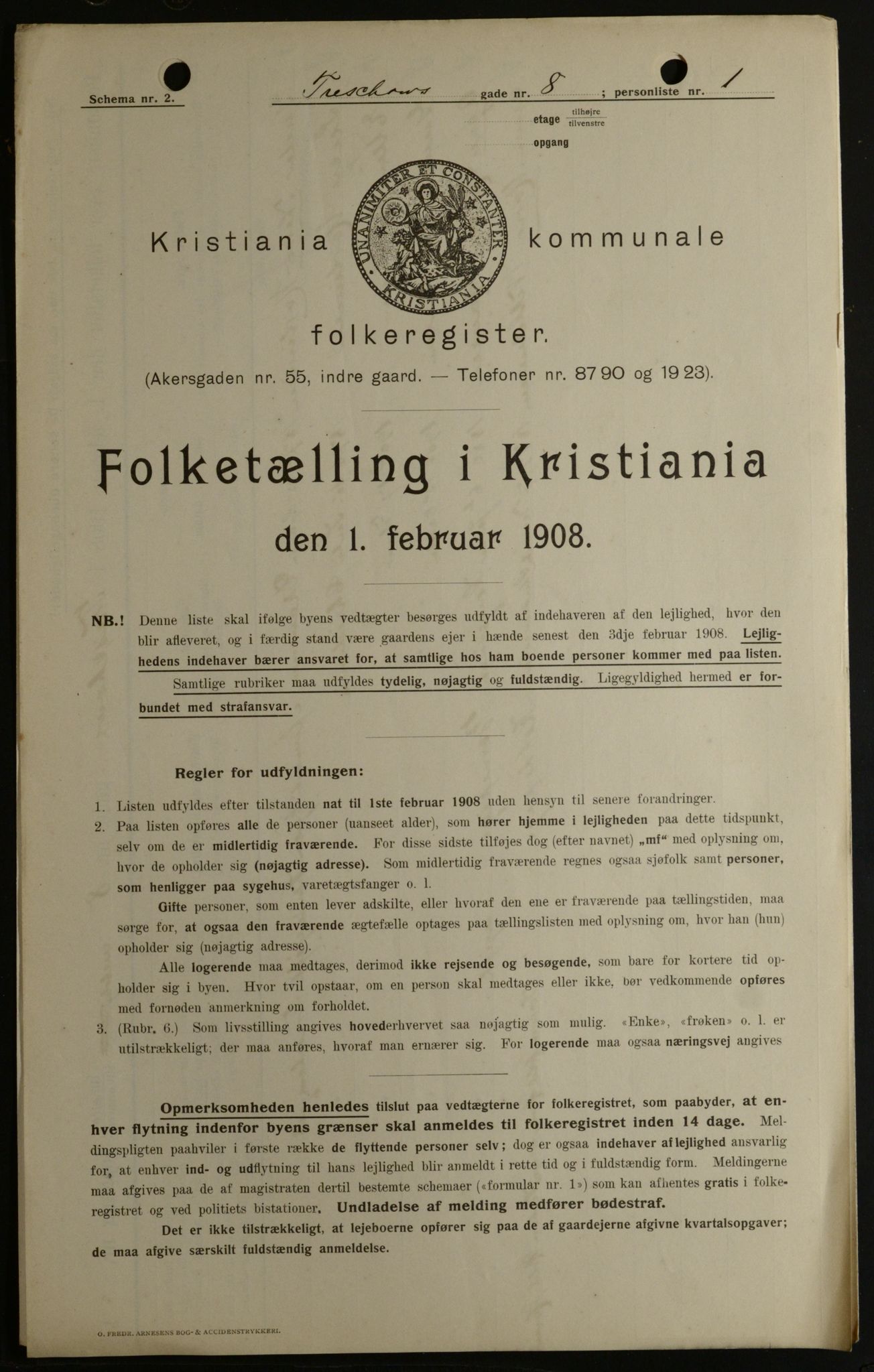 OBA, Kommunal folketelling 1.2.1908 for Kristiania kjøpstad, 1908, s. 103962