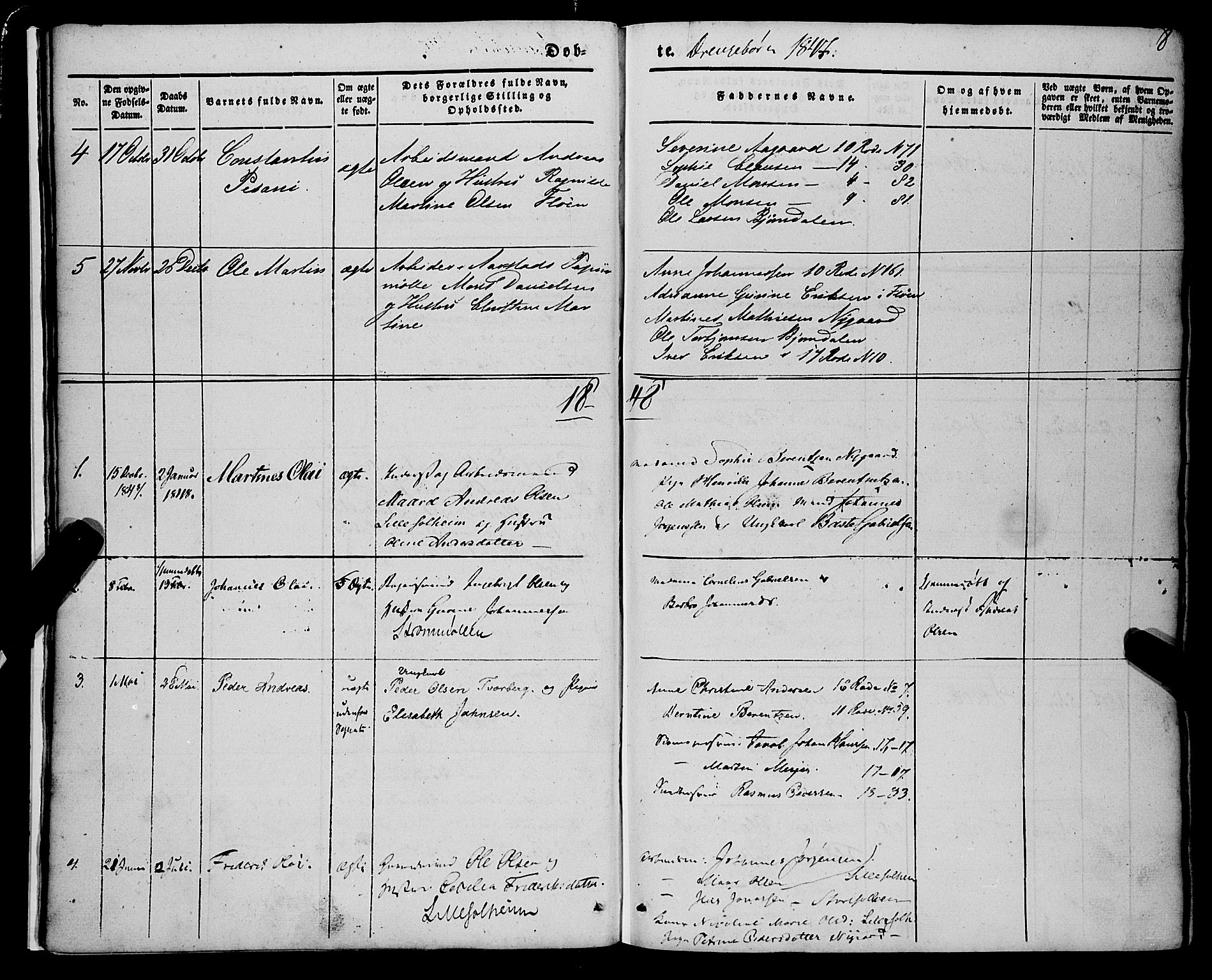 St. Jørgens hospital og Årstad sokneprestembete, AV/SAB-A-99934: Ministerialbok nr. A 4, 1844-1863, s. 8
