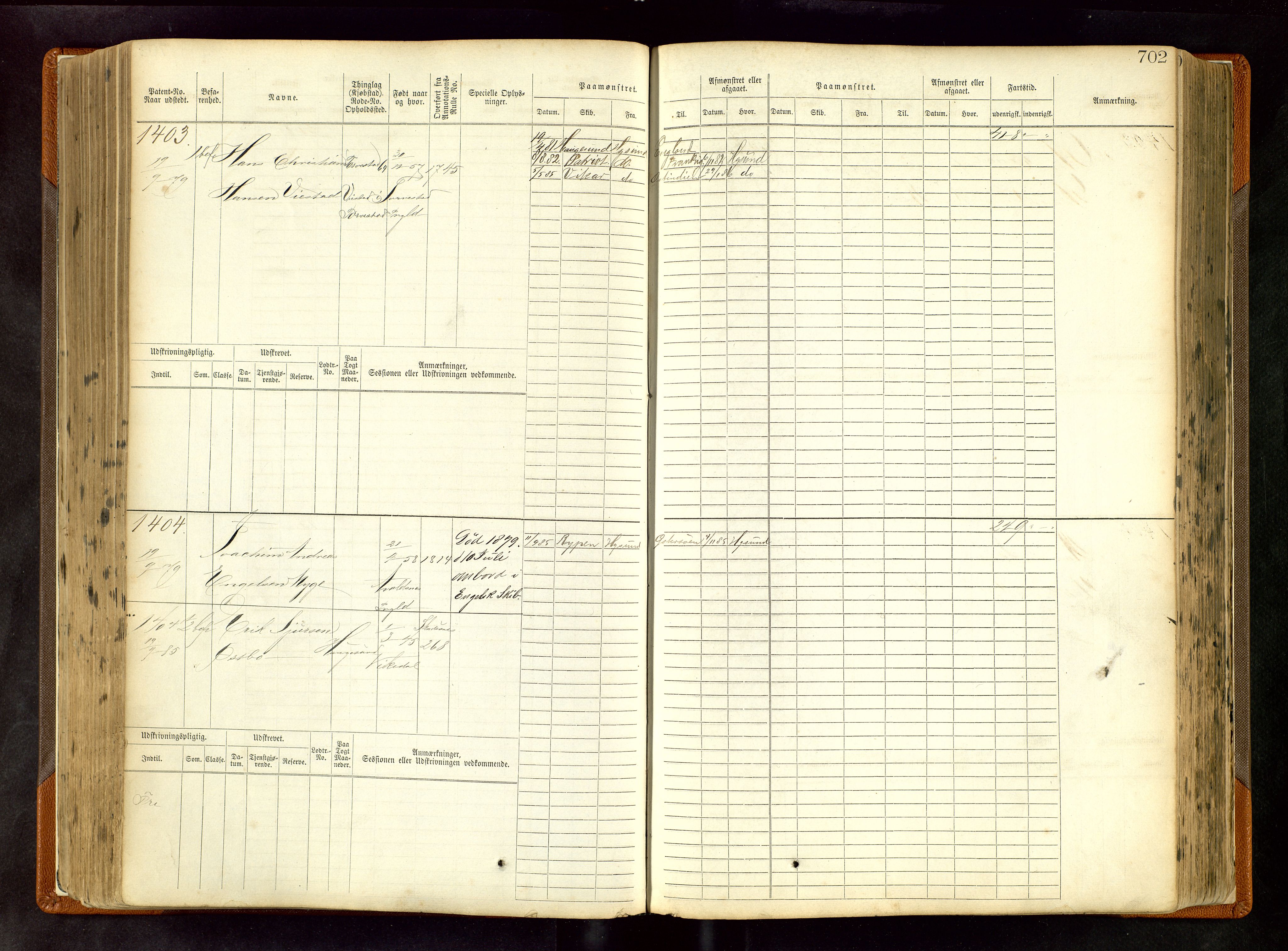 Haugesund sjømannskontor, SAST/A-102007/F/Fb/Fbb/L0005: Sjøfartsrulle Haugesund krets nr. 1-1922, 1868-1948, s. 702