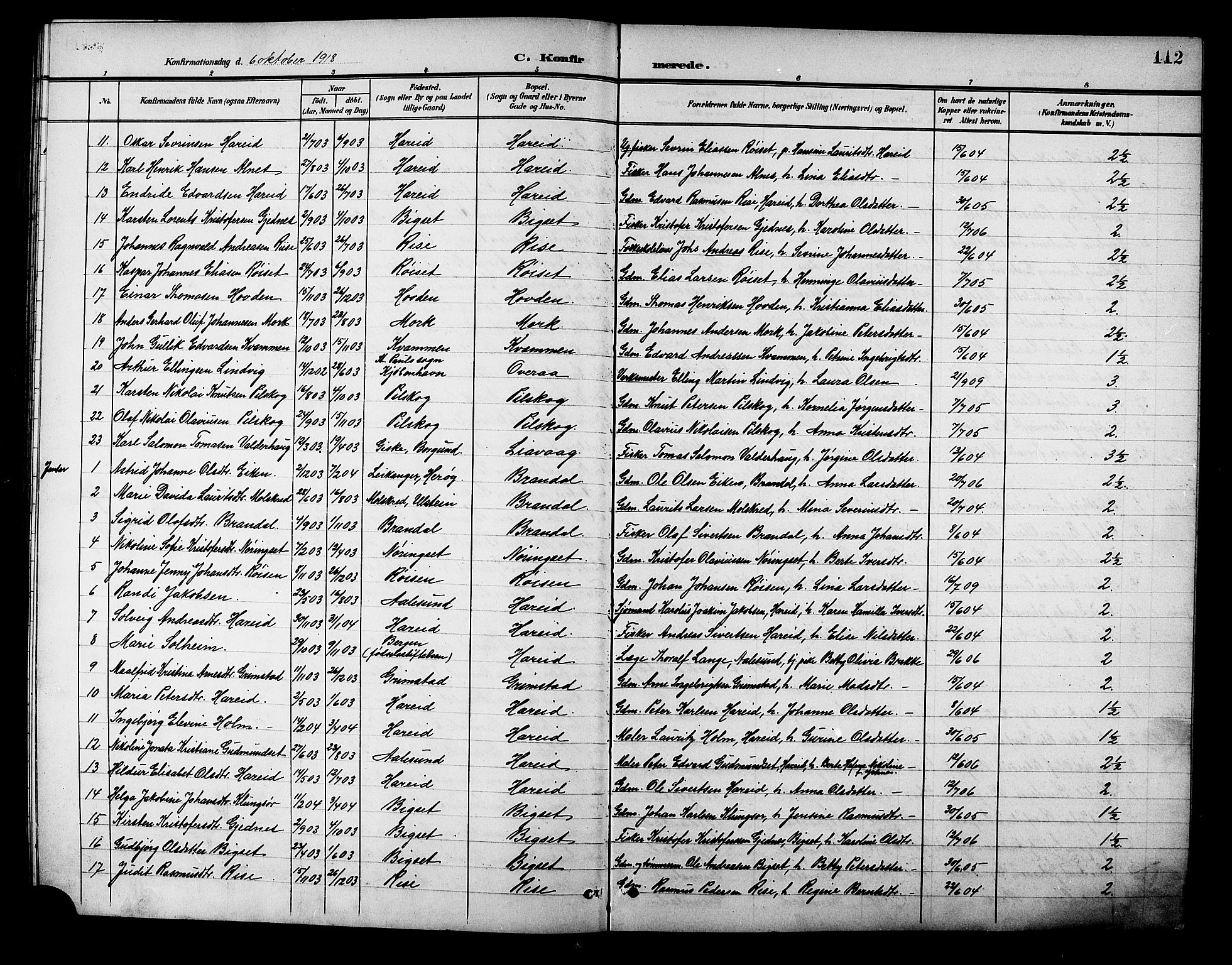 Ministerialprotokoller, klokkerbøker og fødselsregistre - Møre og Romsdal, AV/SAT-A-1454/510/L0126: Klokkerbok nr. 510C03, 1900-1922, s. 112