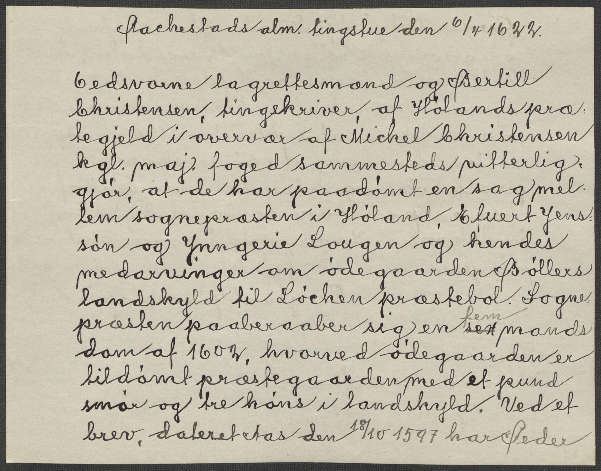 Riksarkivets diplomsamling, RA/EA-5965/F15/L0007: Prestearkiv - Akershus, 1573-1693, s. 224
