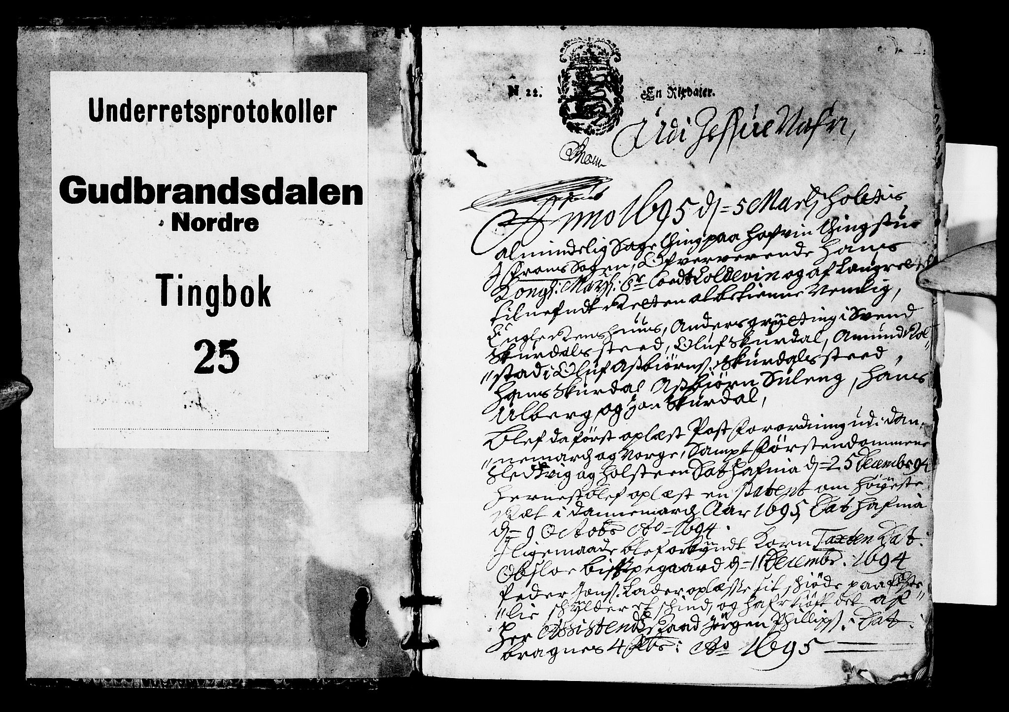Sorenskriverier i Gudbrandsdalen, SAH/TING-036/G/Gb/Gba/L0024: Tingbok - Nord-Gudbrandsdal, 1695, s. 0b-1a