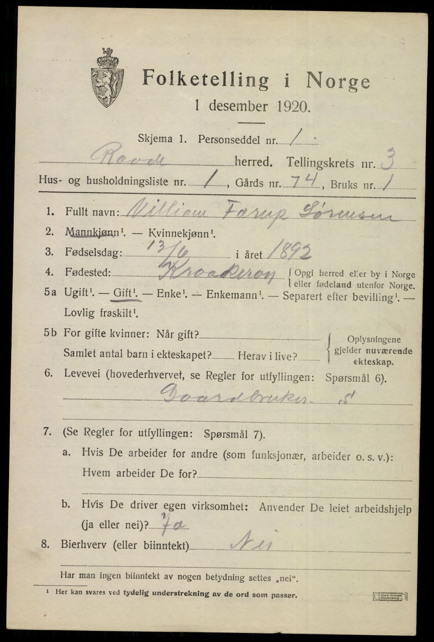 SAO, Folketelling 1920 for 0135 Råde herred, 1920, s. 3237