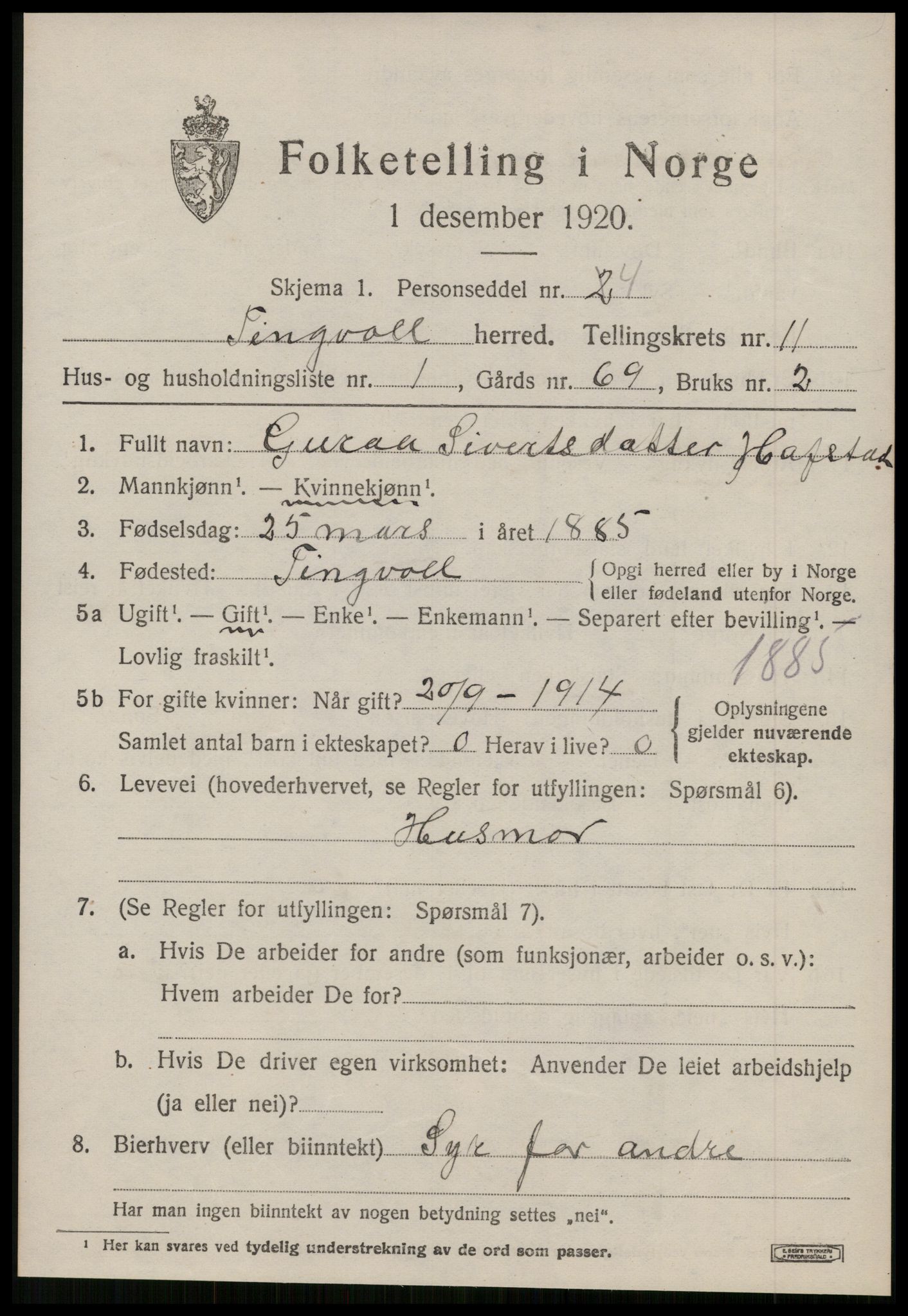 SAT, Folketelling 1920 for 1560 Tingvoll herred, 1920, s. 5728