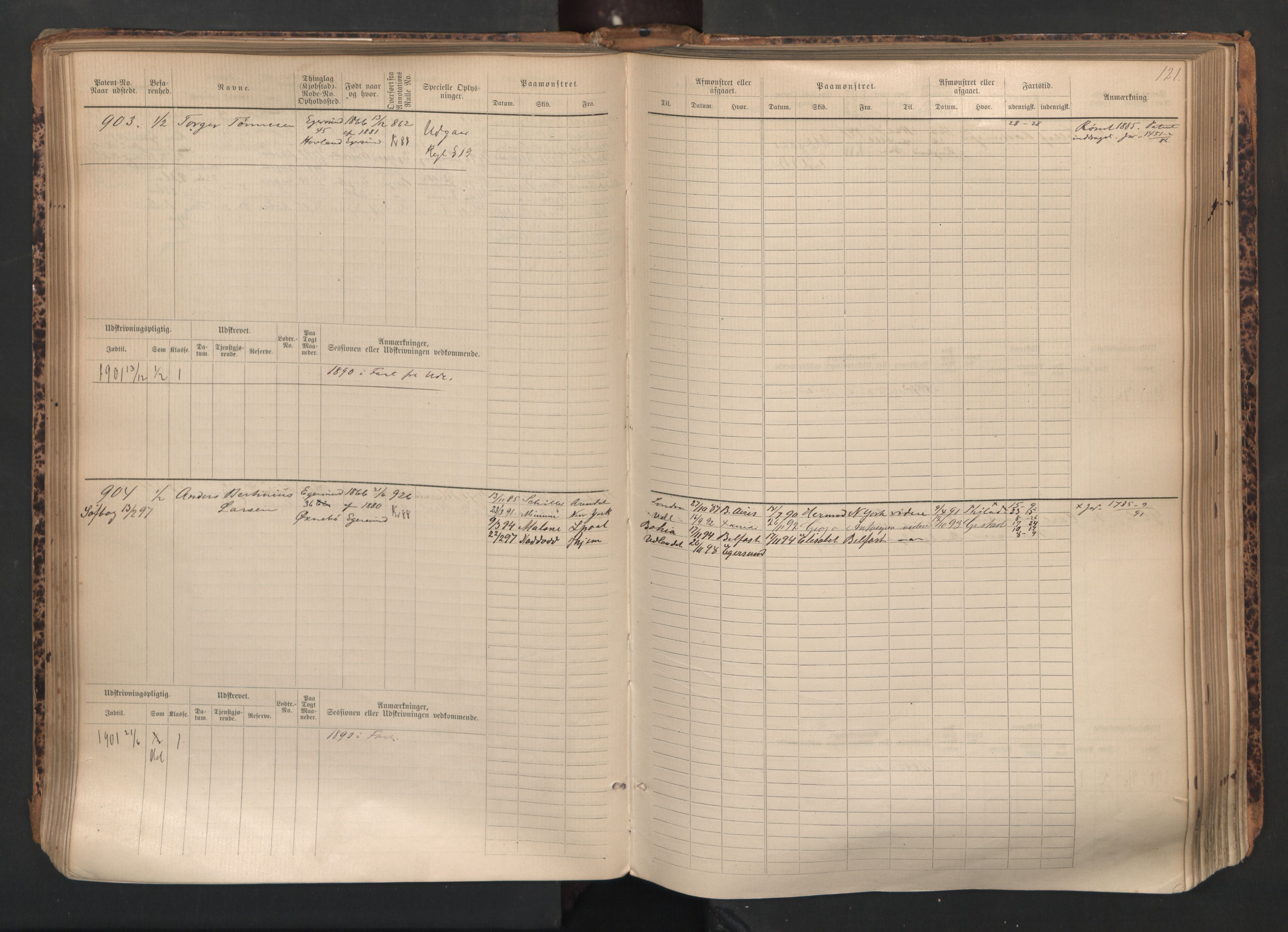 Egersund mønstringskrets, AV/SAK-2031-0019/F/Fb/L0002: Hovedrulle nr 667-1330, O-4, 1880-1940, s. 122