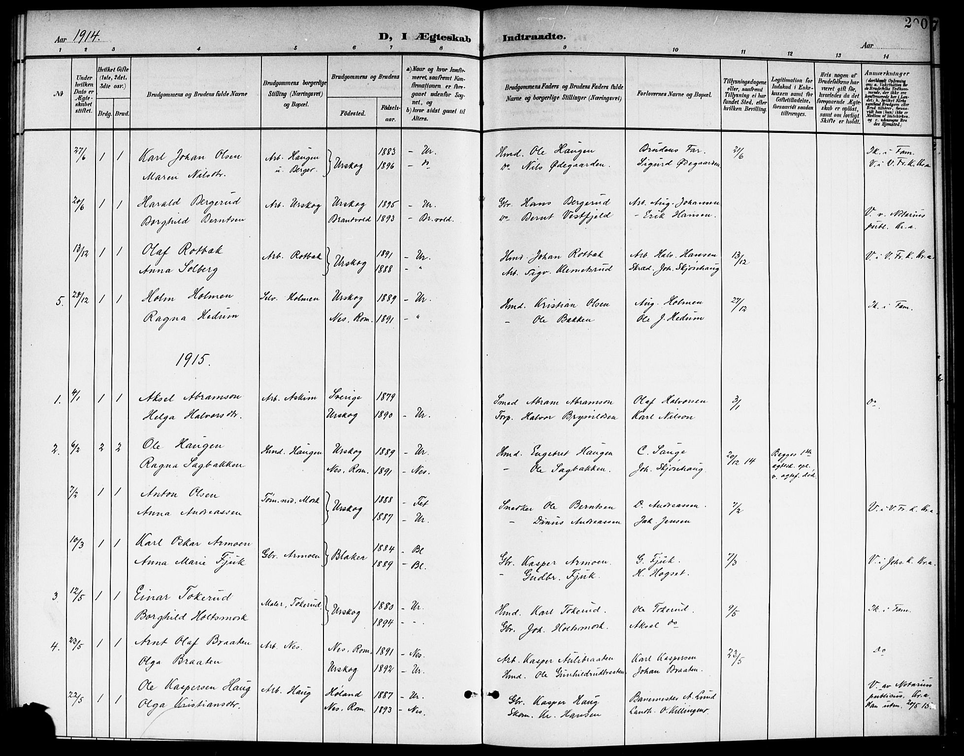 Aurskog prestekontor Kirkebøker, AV/SAO-A-10304a/G/Ga/L0004: Klokkerbok nr. I 4, 1901-1921, s. 200