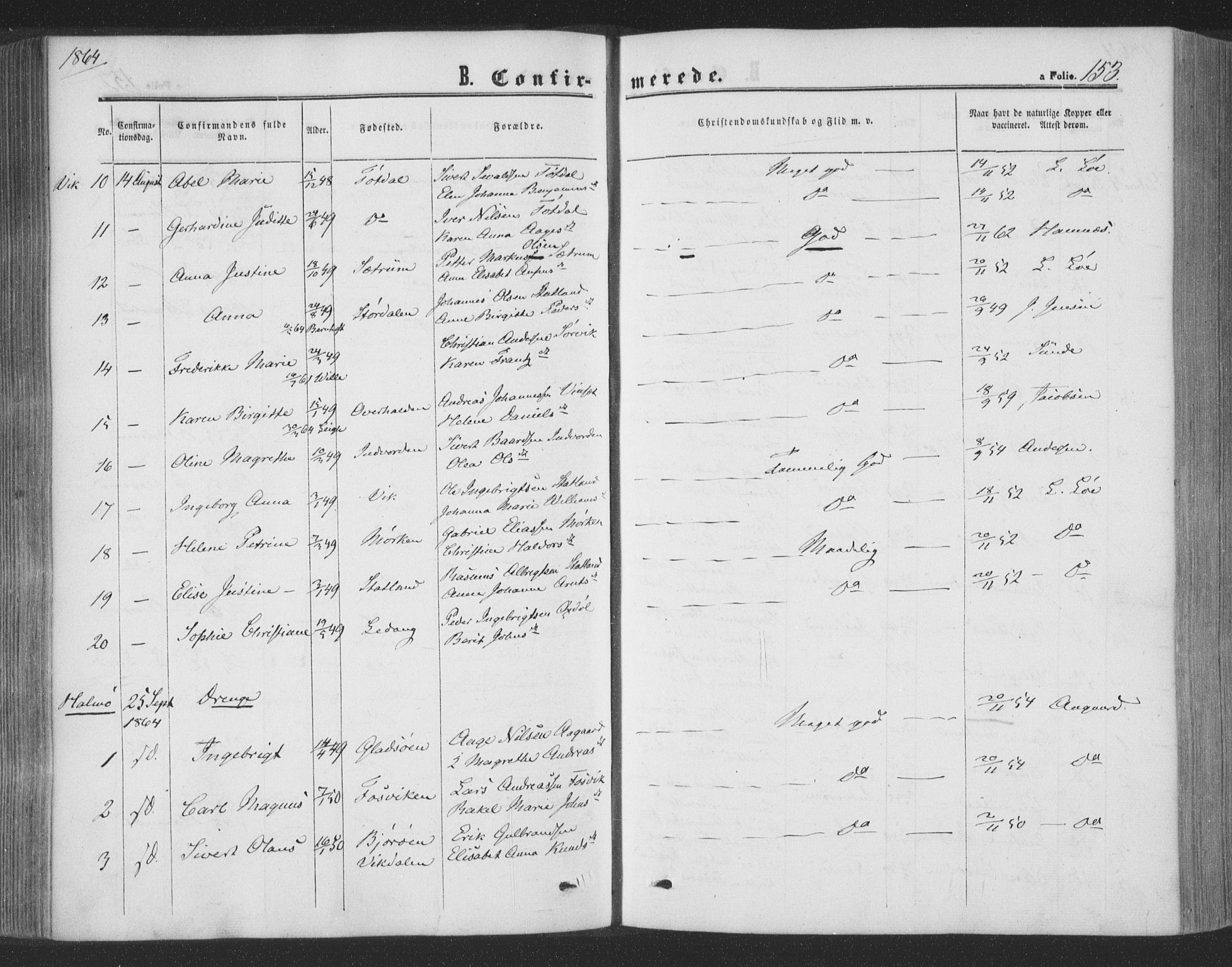 Ministerialprotokoller, klokkerbøker og fødselsregistre - Nord-Trøndelag, SAT/A-1458/773/L0615: Ministerialbok nr. 773A06, 1857-1870, s. 153
