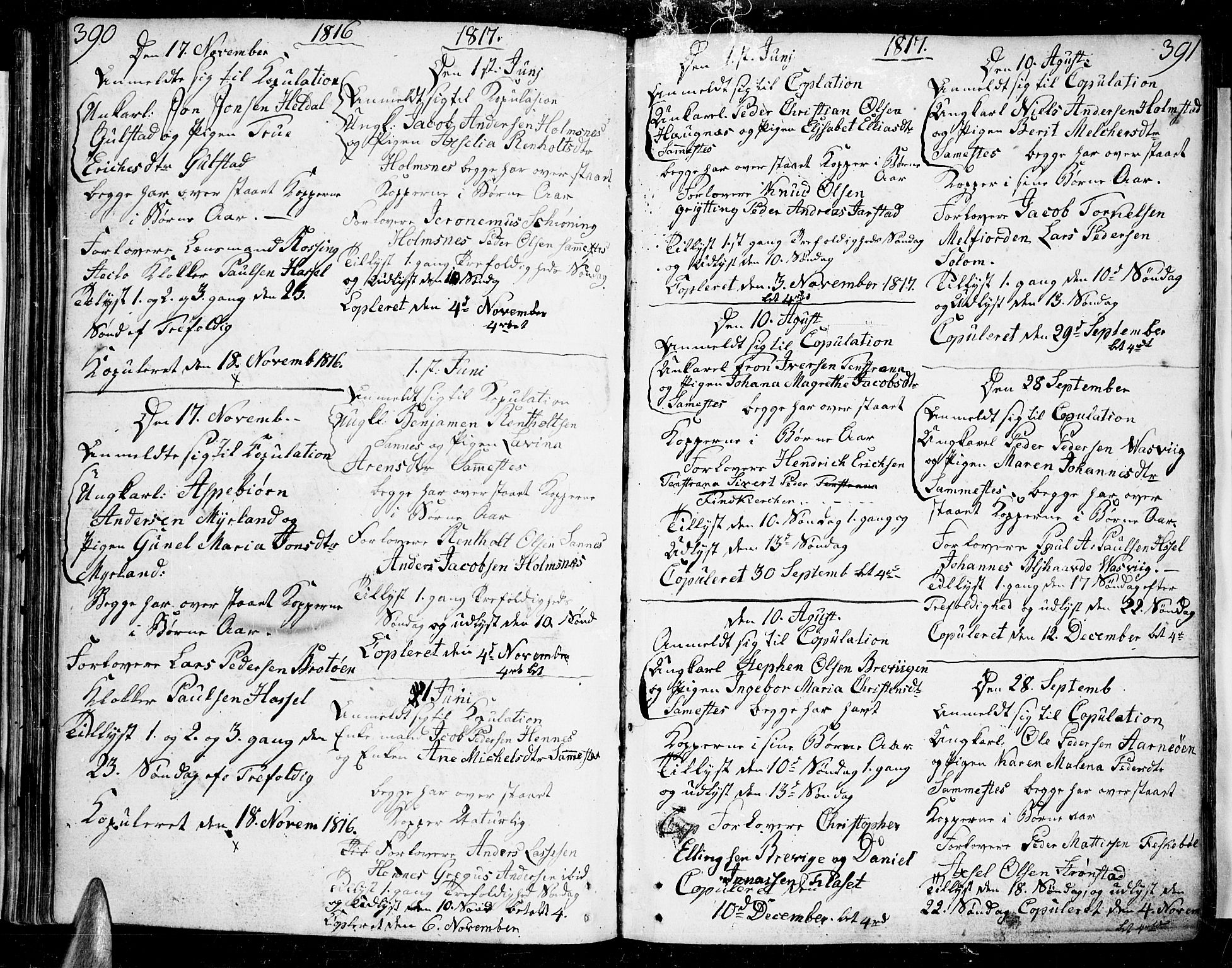 Ministerialprotokoller, klokkerbøker og fødselsregistre - Nordland, AV/SAT-A-1459/888/L1235: Ministerialbok nr. 888A04 /1, 1812-1820, s. 390-391