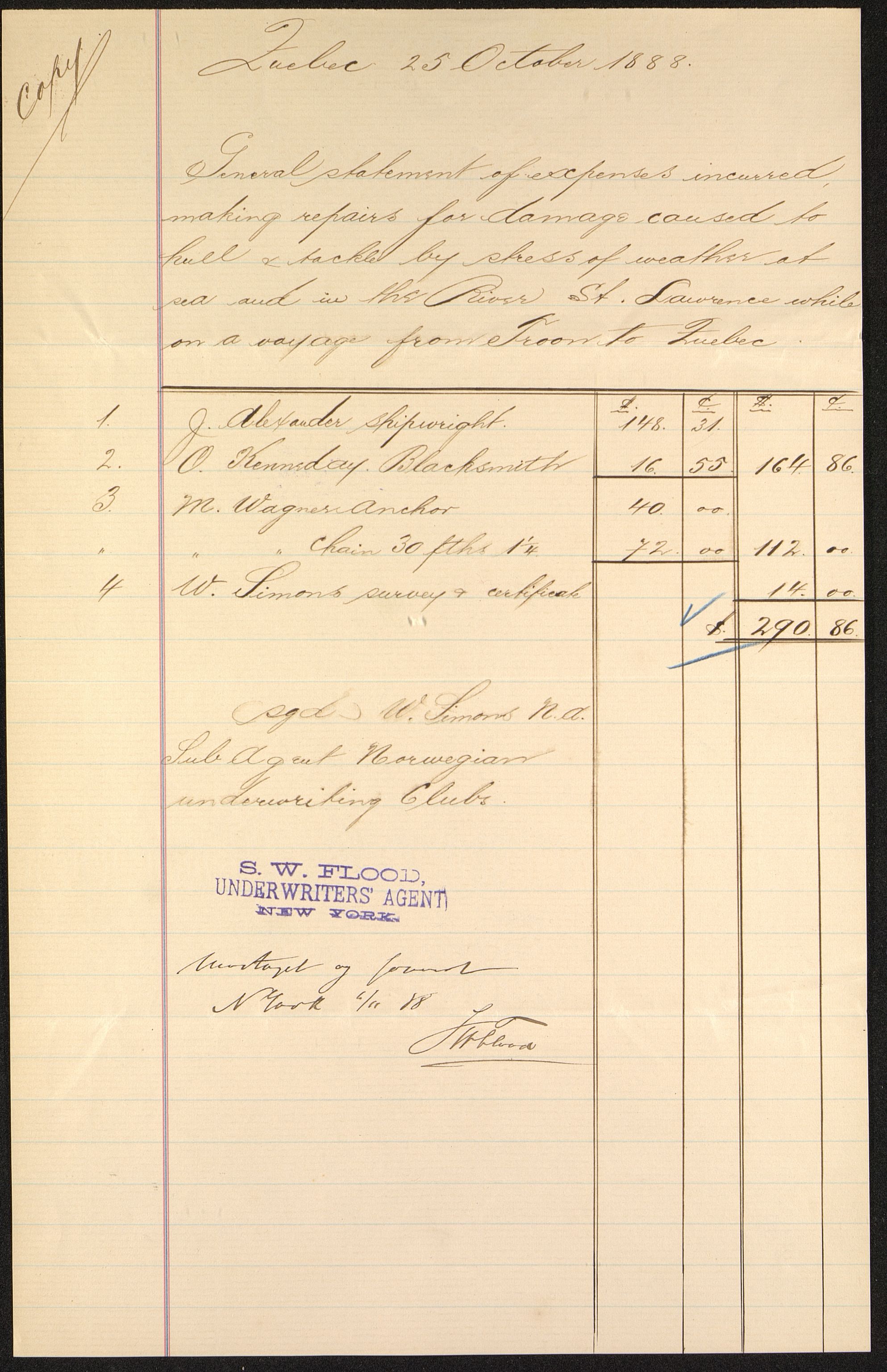 Pa 63 - Østlandske skibsassuranceforening, VEMU/A-1079/G/Ga/L0023/0001: Havaridokumenter / Carl Johan, Titania, Norrøna, Thor, Try, Louise, 1888, s. 43