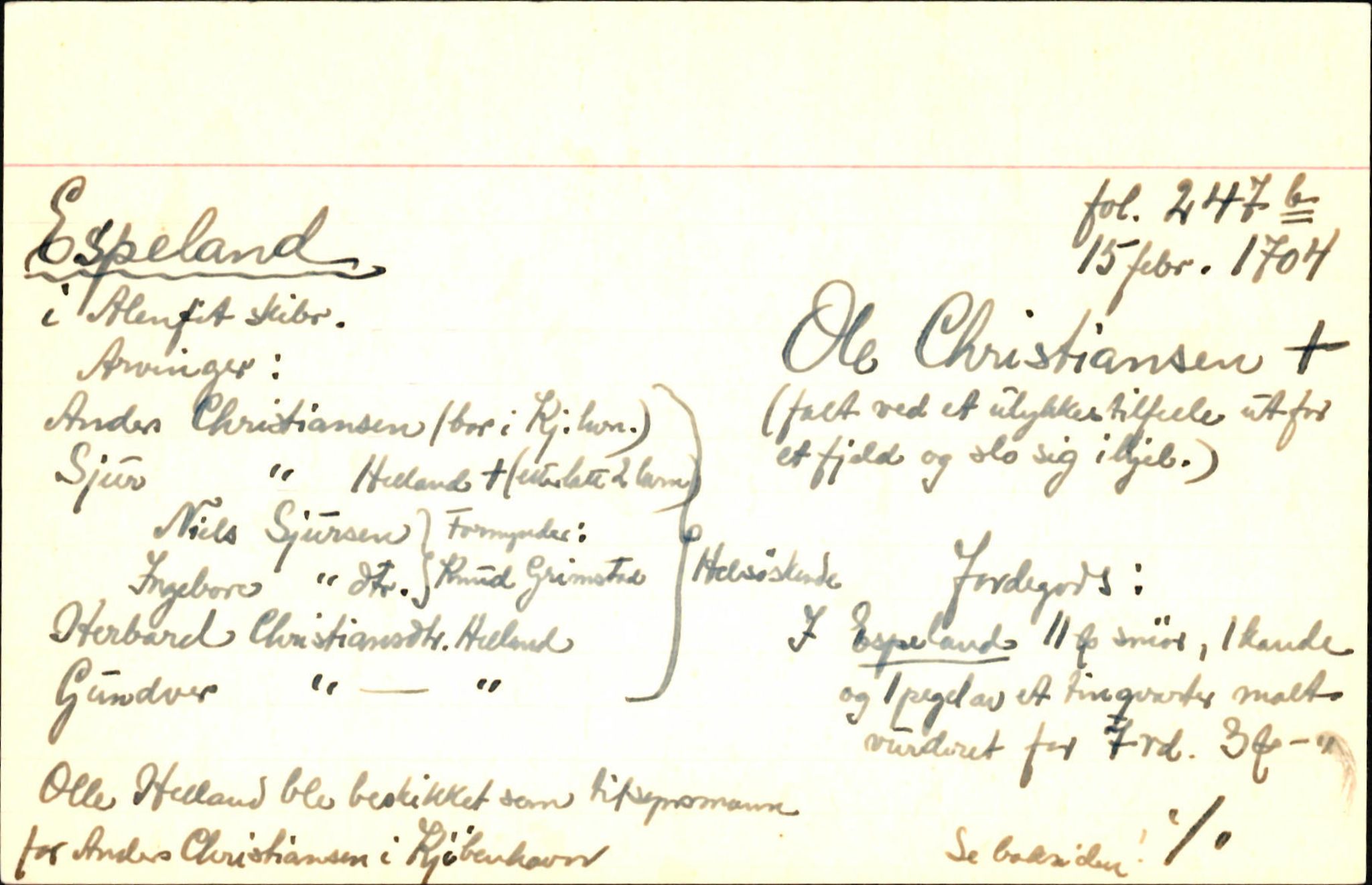 Skiftekort ved Statsarkivet i Bergen, SAB/SKIFTEKORT/001/L0001: Skifteprotokoll nr. 1-2 - test test, 1702-1716, s. 7