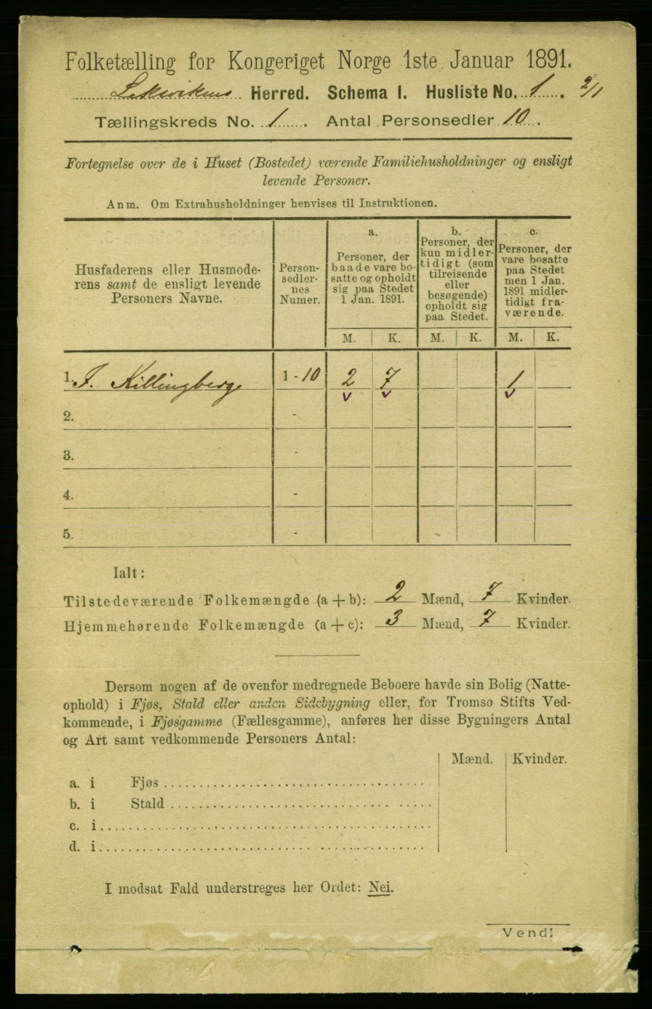 RA, Folketelling 1891 for 1718 Leksvik herred, 1891, s. 21