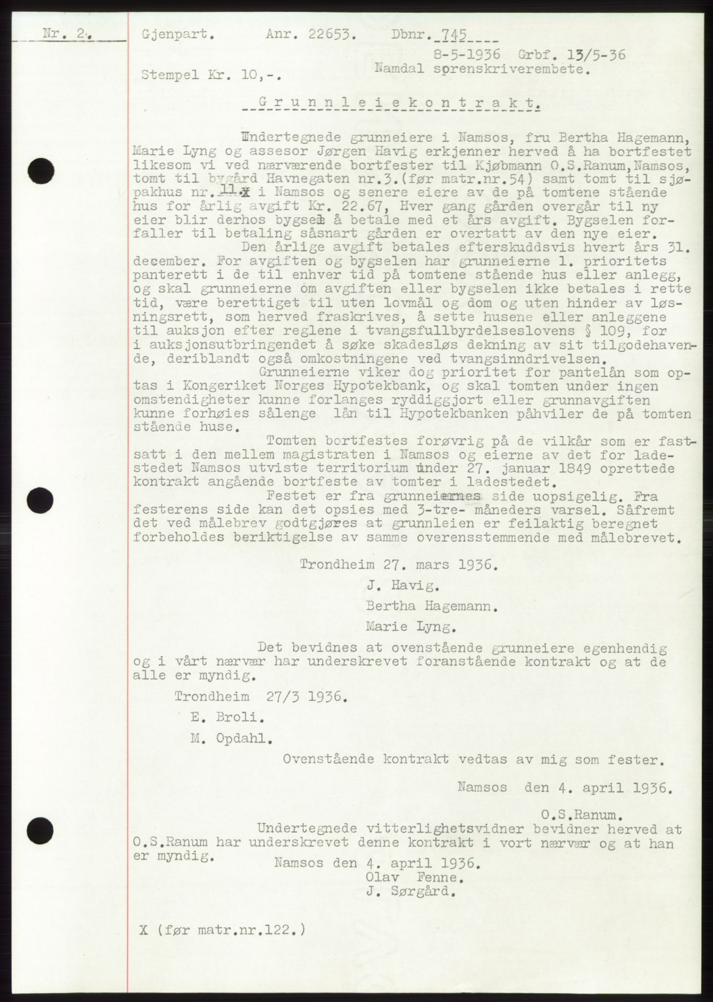 Namdal sorenskriveri, AV/SAT-A-4133/1/2/2C: Pantebok nr. -, 1935-1936, Tingl.dato: 08.05.1936