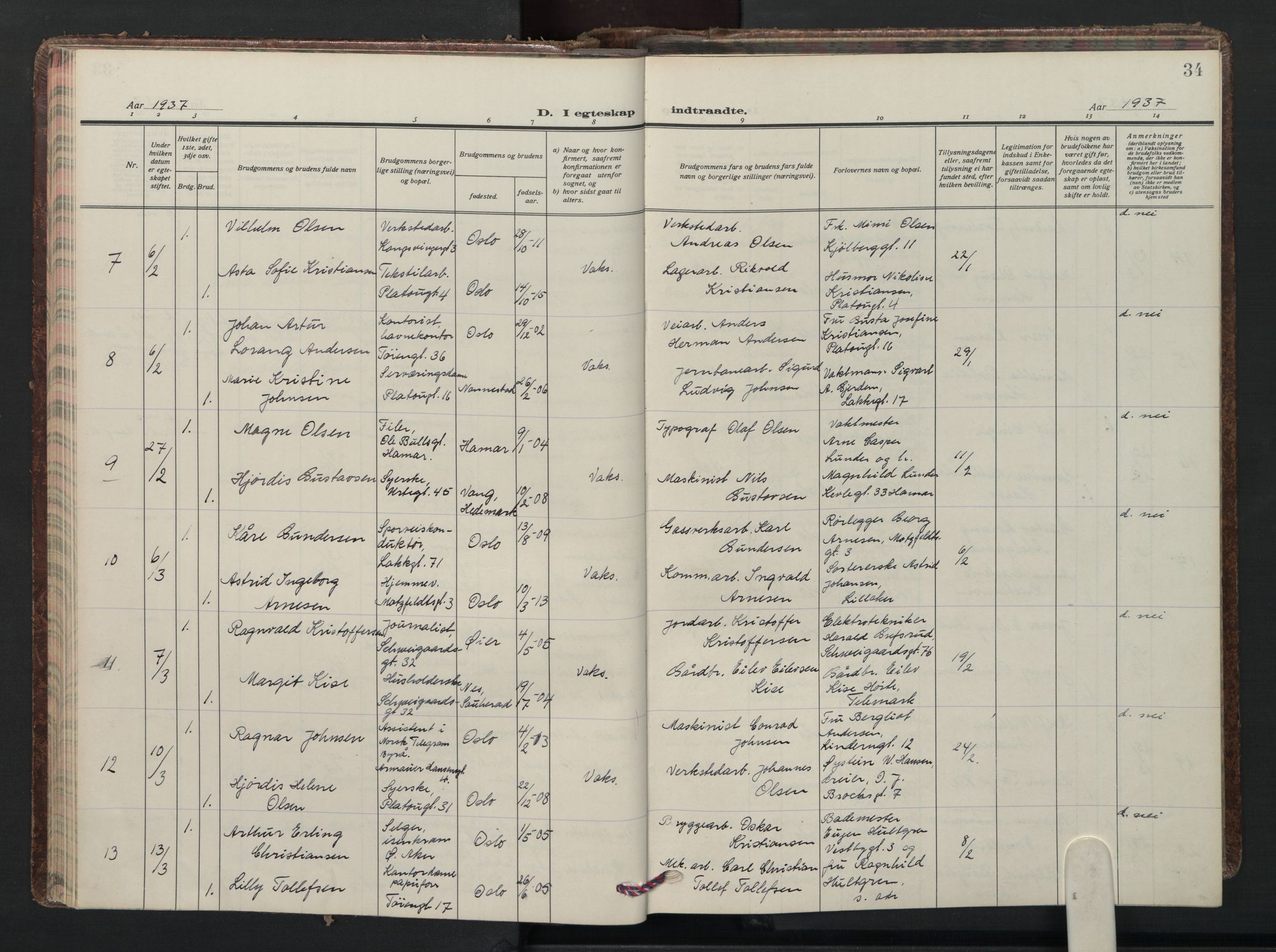 Grønland prestekontor Kirkebøker, AV/SAO-A-10848/F/Fa/L0020: Ministerialbok nr. 20, 1935-1946, s. 34