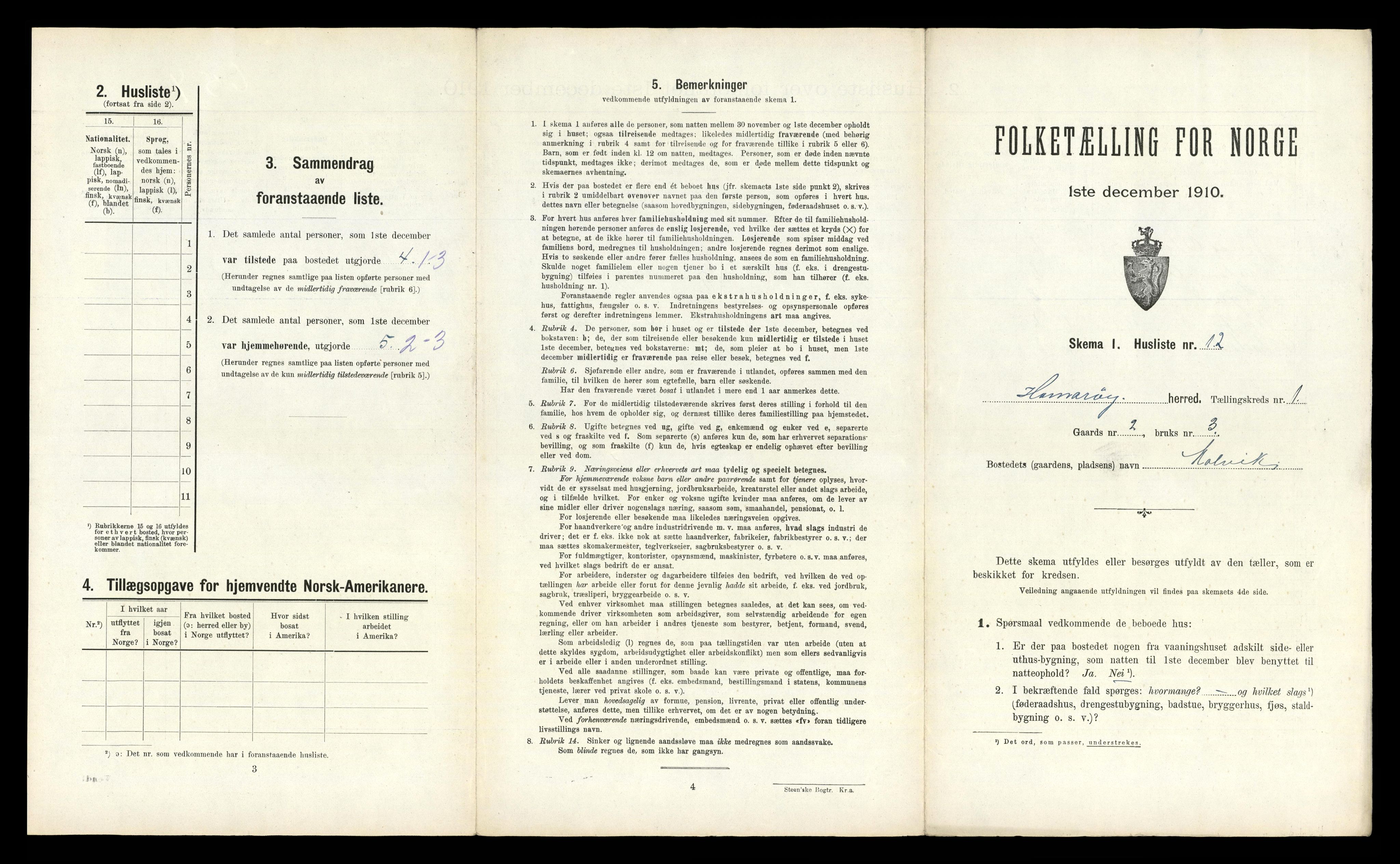 RA, Folketelling 1910 for 1849 Hamarøy herred, 1910, s. 62