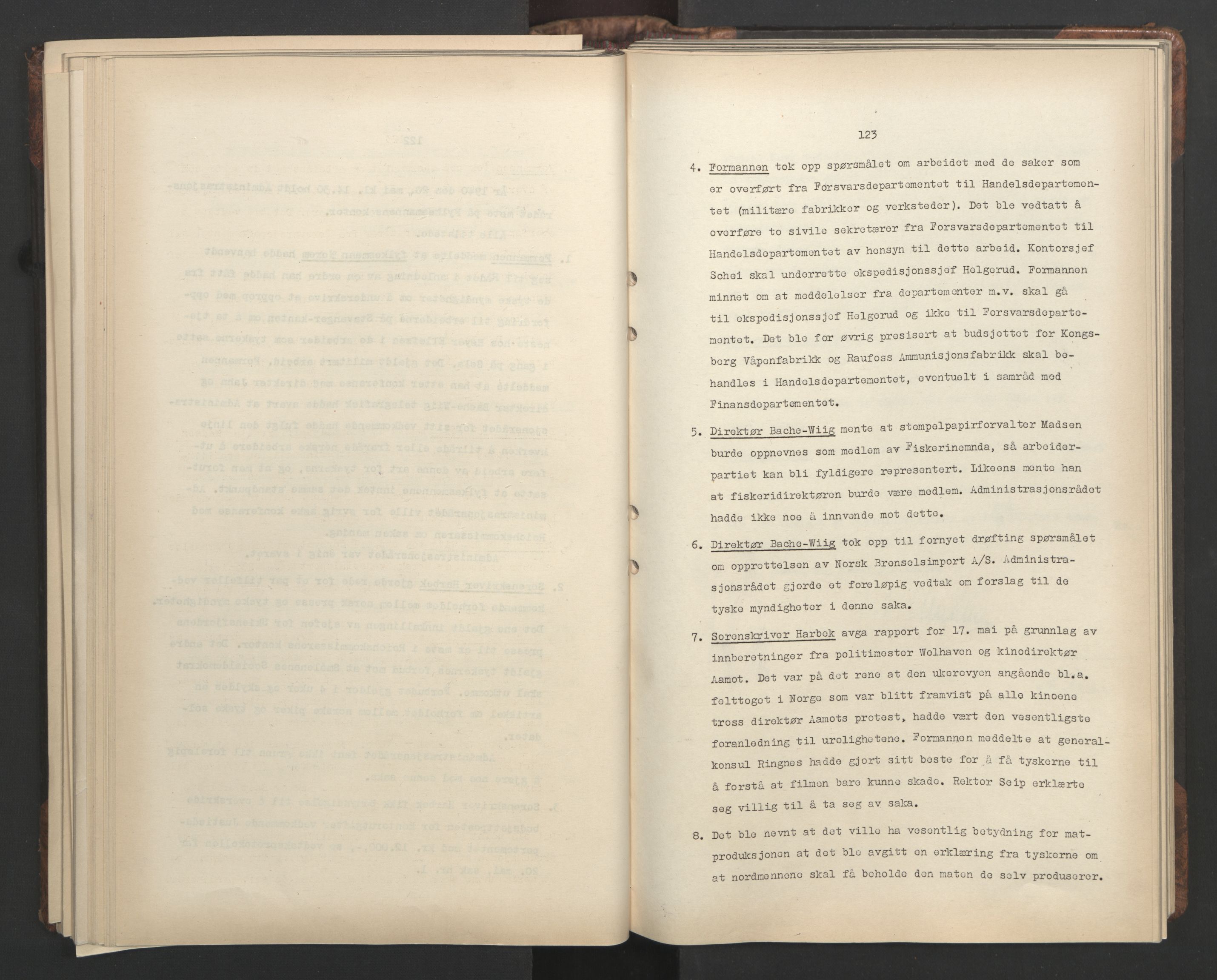 Administrasjonsrådet, RA/S-1004/A/L0001: Møteprotokoll med tillegg 15/4-25/9, 1940, s. 123
