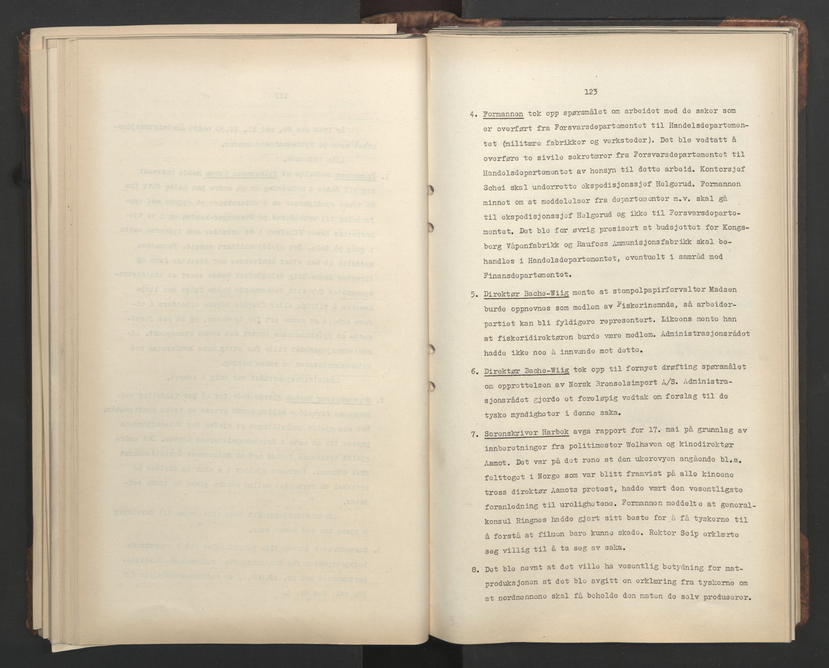 Administrasjonsrådet, AV/RA-S-1004/A/L0001: Møteprotokoll med tillegg 15/4-25/9, 1940, s. 123