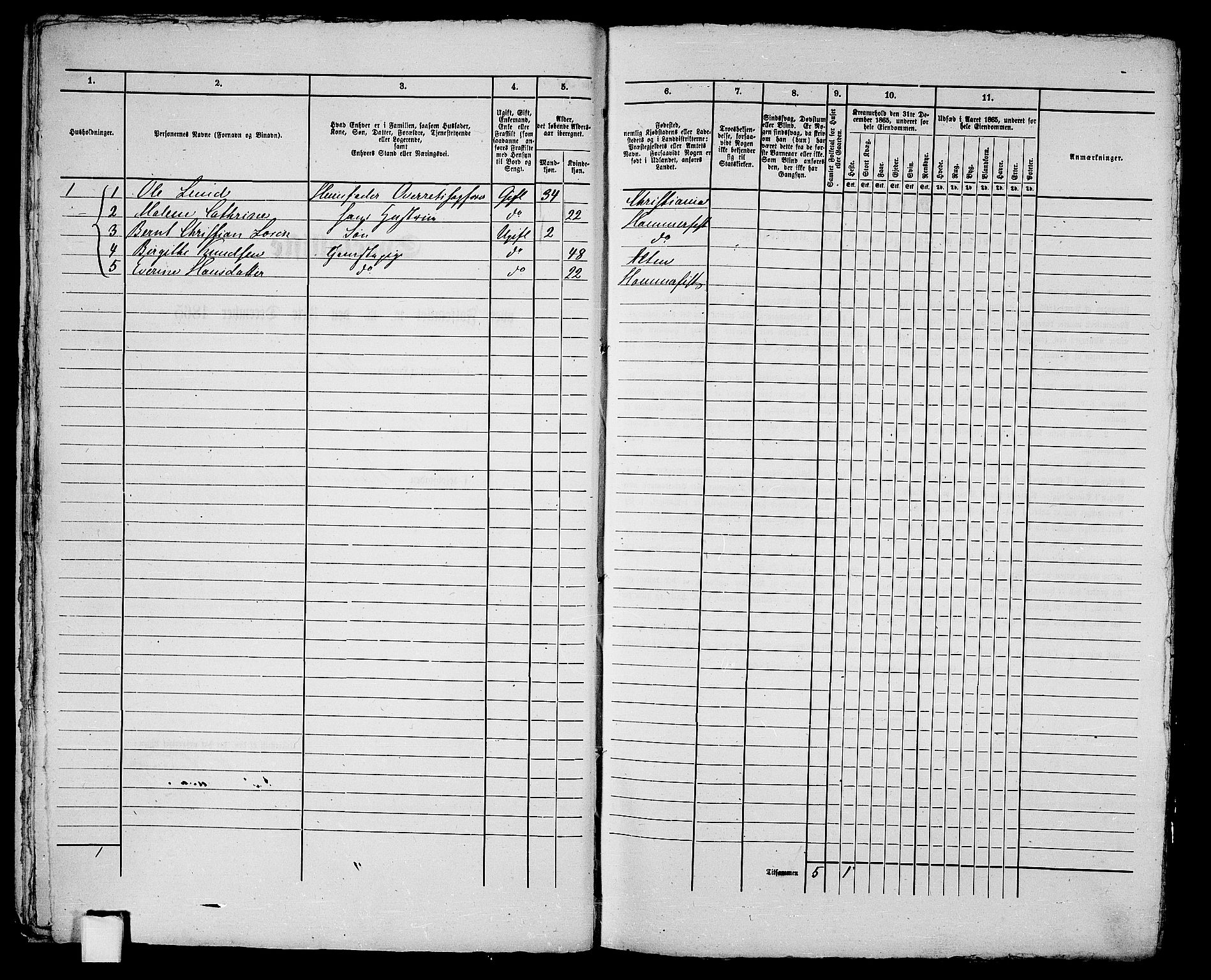 RA, Folketelling 1865 for 2001B Hammerfest prestegjeld, Hammerfest kjøpstad, 1865, s. 27