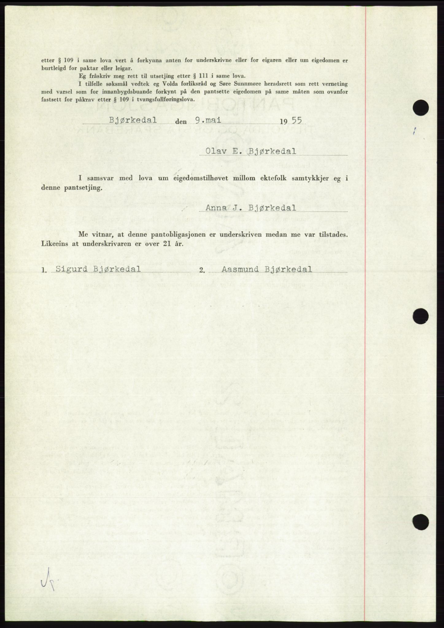 Søre Sunnmøre sorenskriveri, AV/SAT-A-4122/1/2/2C/L0126: Pantebok nr. 14B, 1954-1955, Dagboknr: 1047/1955