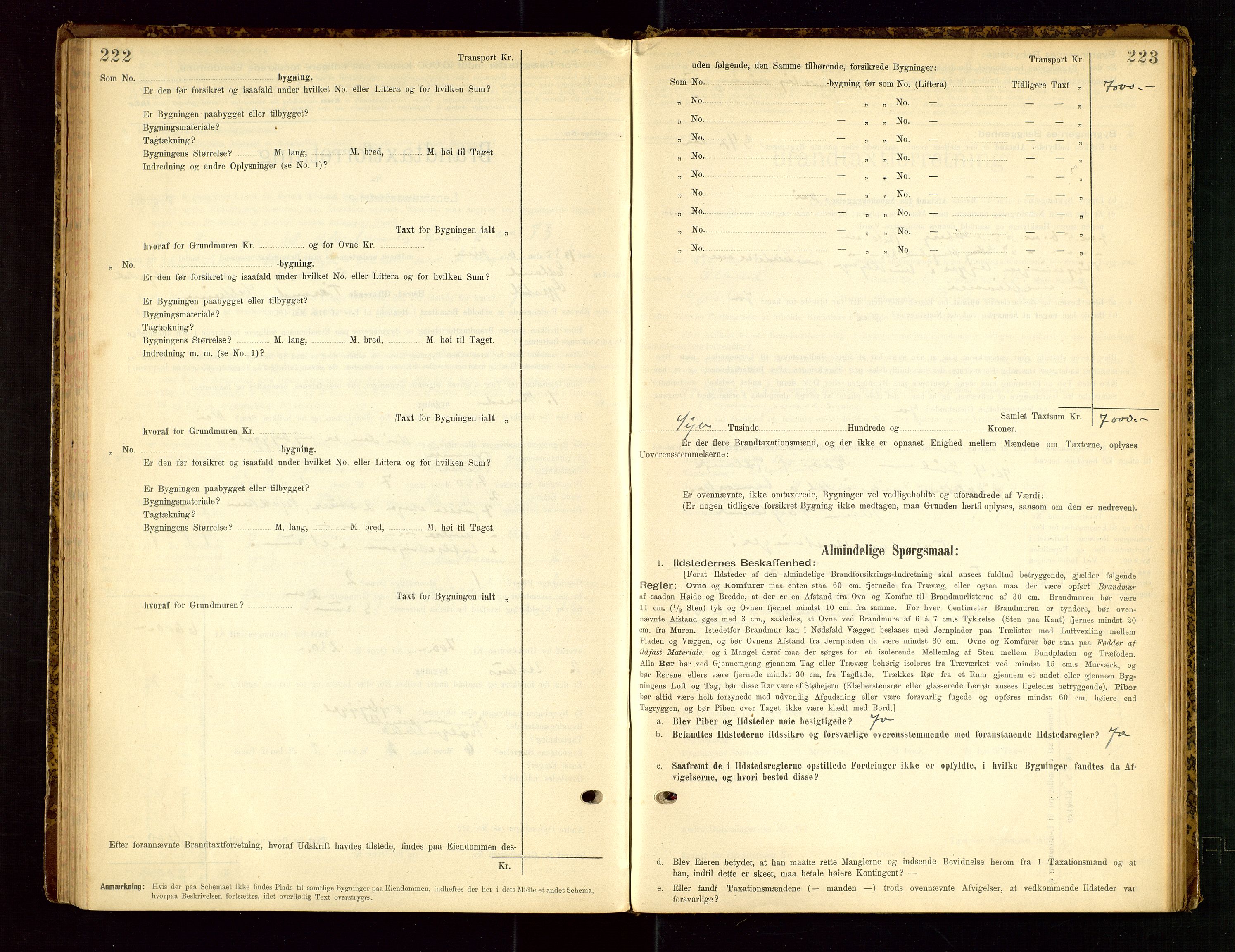 Gjesdal lensmannskontor, SAST/A-100441/Go/L0007: Branntakstskjemaprotokoll, 1894-1937, s. 222-223