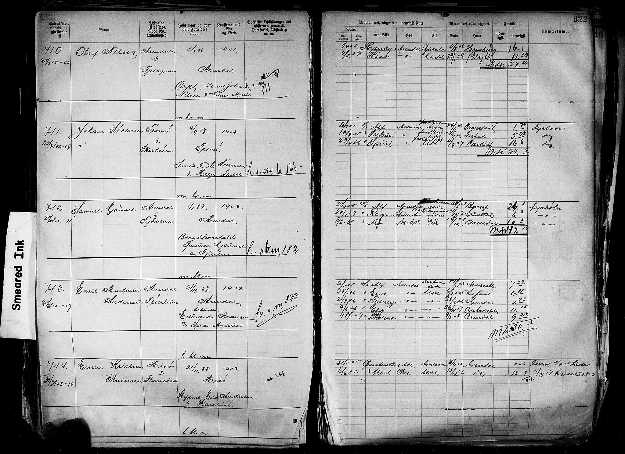 Arendal mønstringskrets, AV/SAK-2031-0012/F/Fa/L0004: Annotasjonsrulle nr 3828-4715 og nr 1-1296, S-4, 1892-1918, s. 333